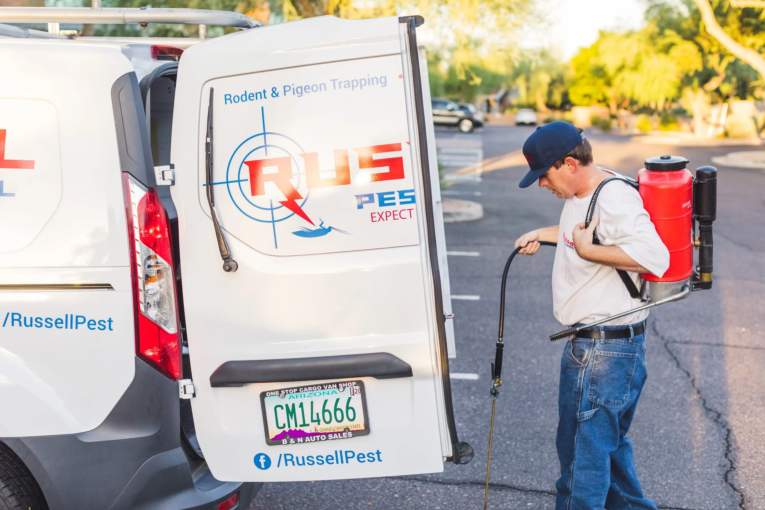 Russell Pest Control technician conducting rigorous home property check