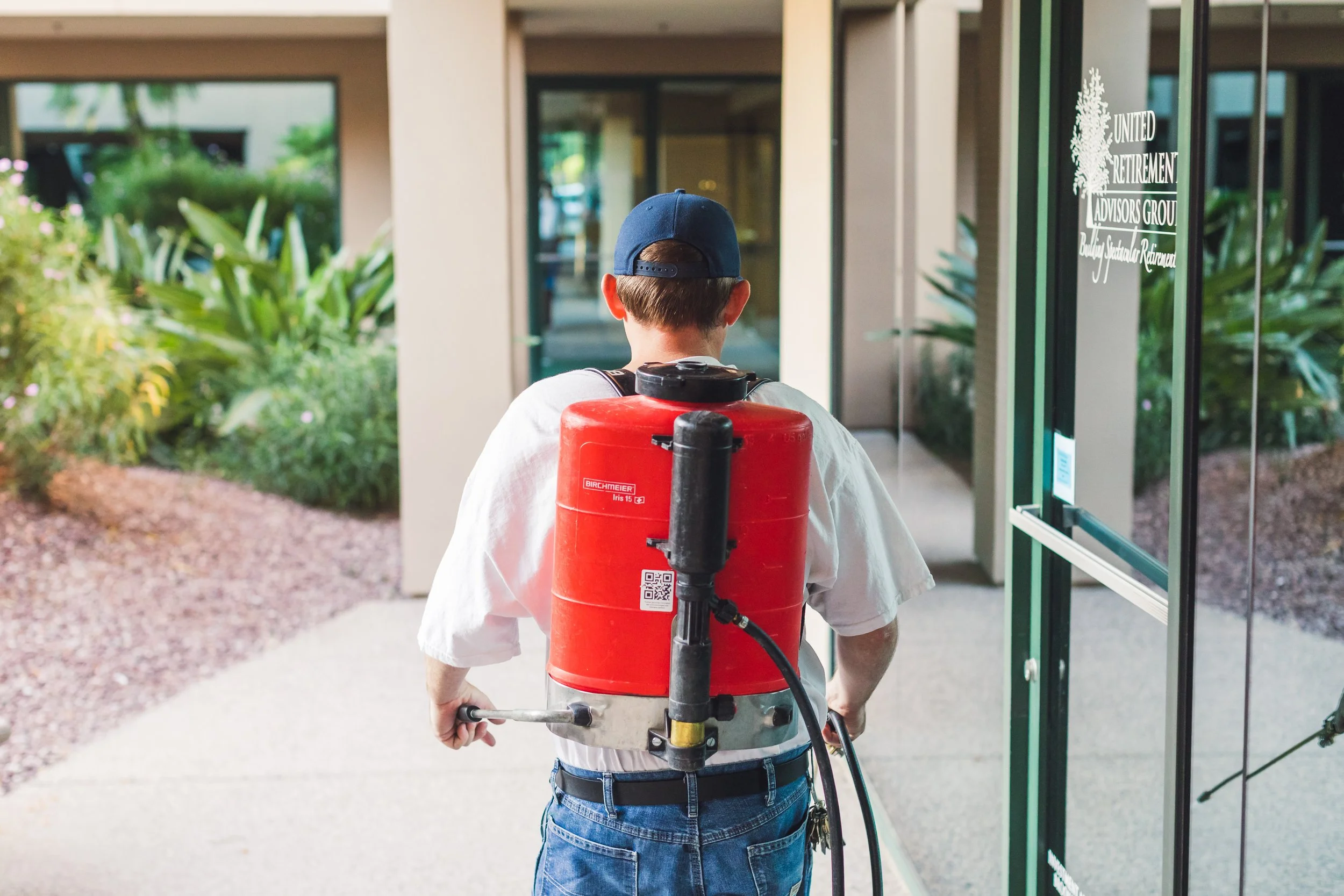Russell Pest Control technician setting targeted traps on runways
