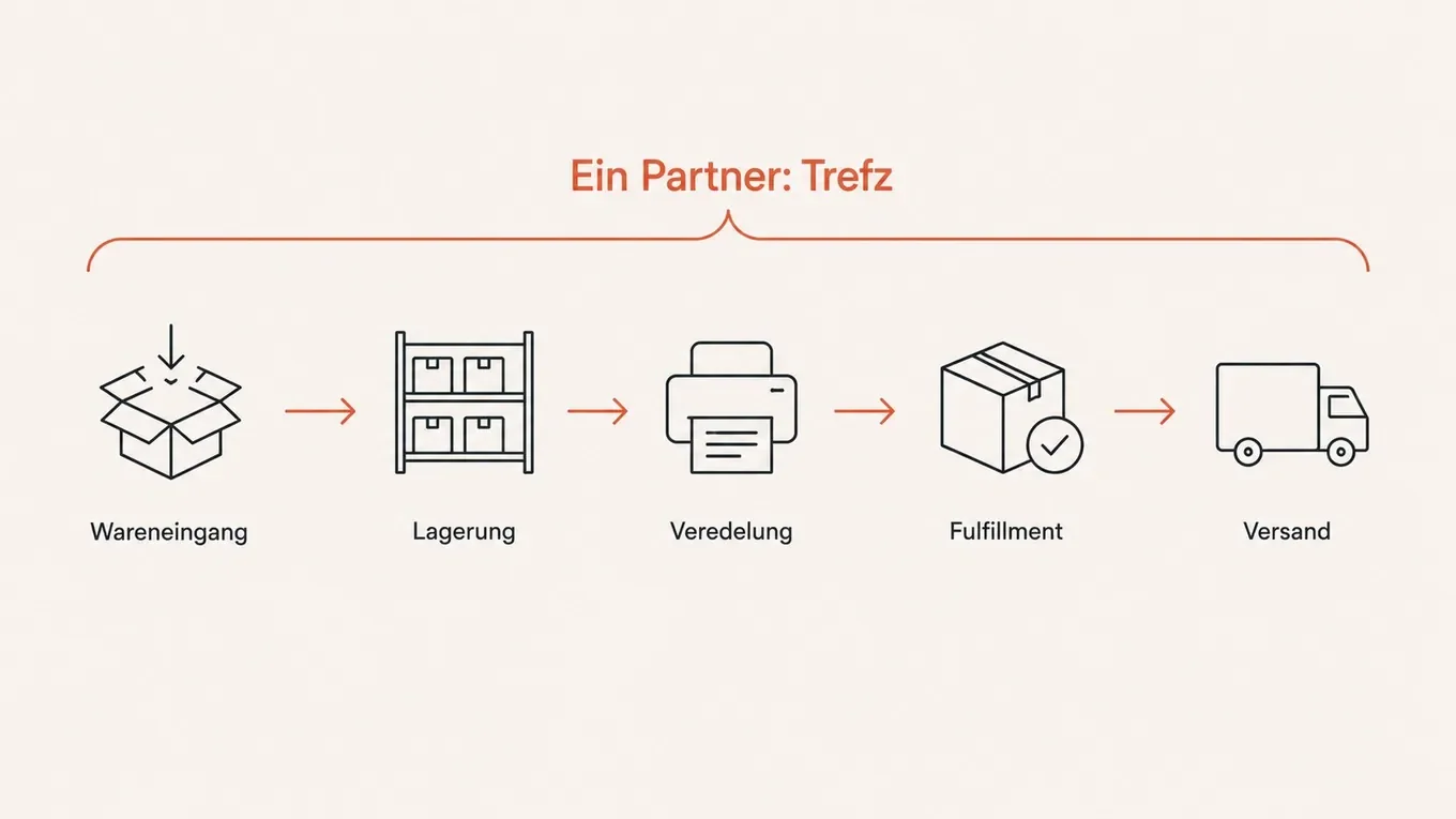 Die gesamte Kette bei Trefz aus einer Hand: Wareneingang, Lagerung, Veredelung, Fulfillment und Versand.