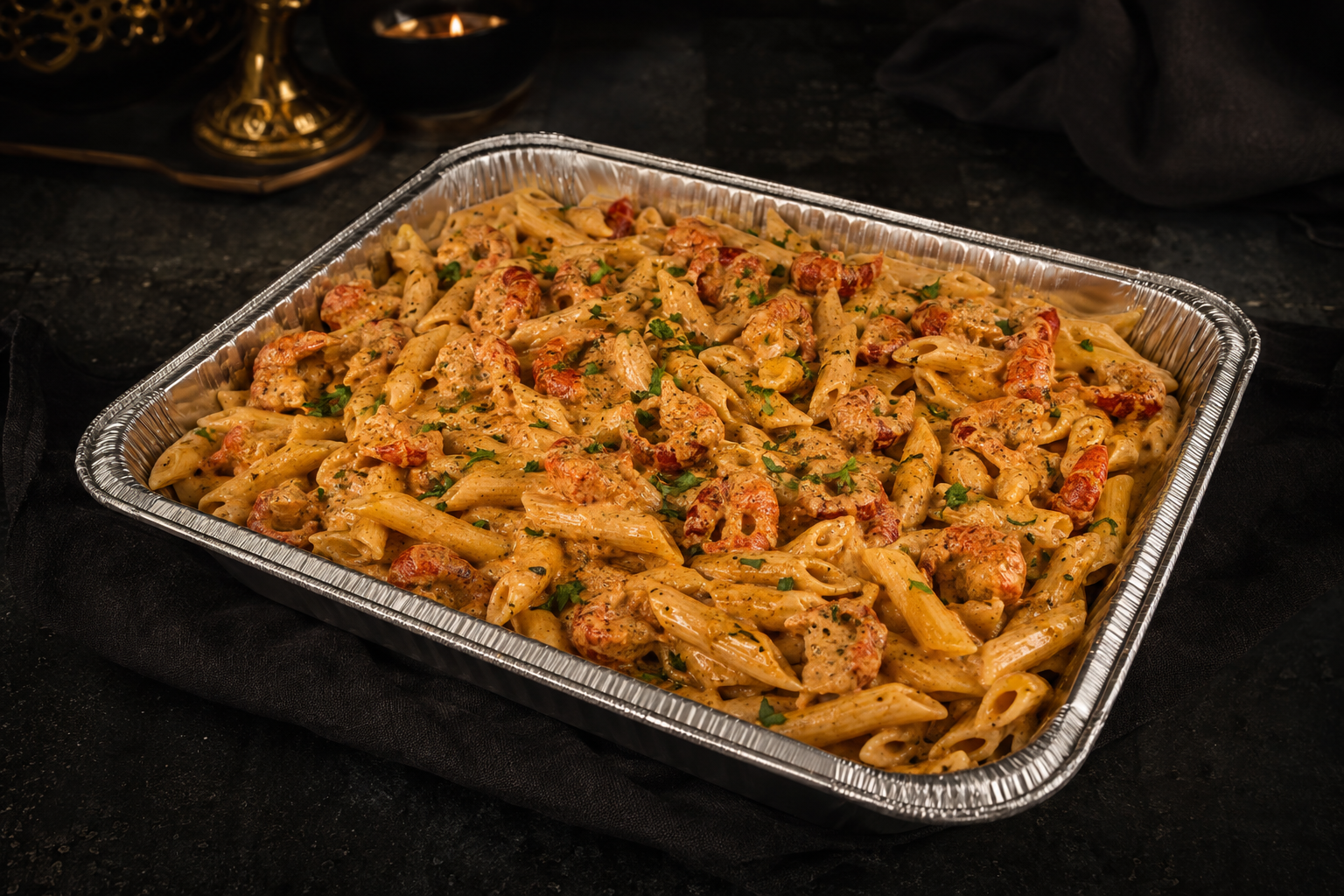 Full catering pan of Crawfish Monica