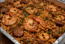 Full catering pan of jambalaya