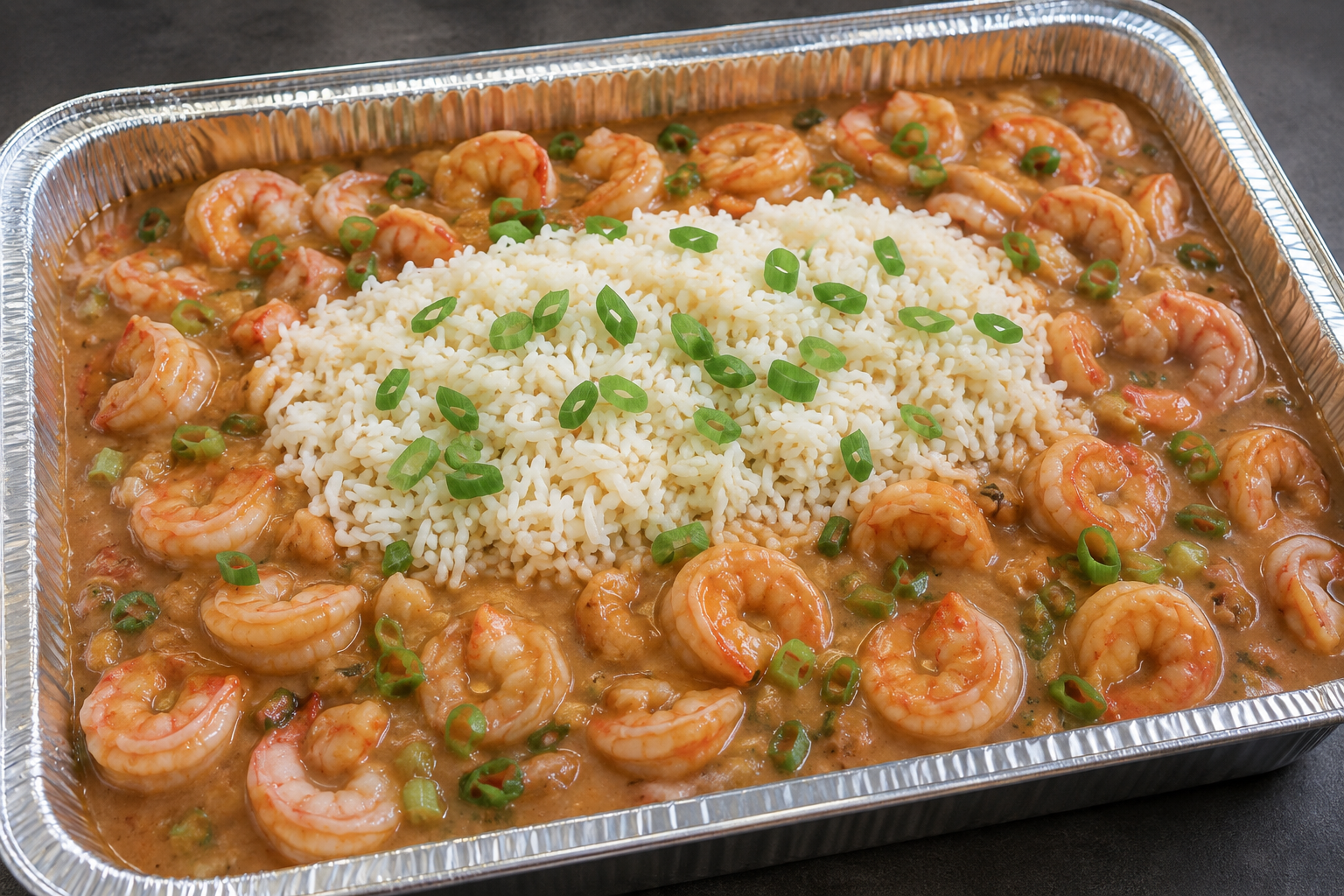 Full catering pan of Shrimp Etouffee