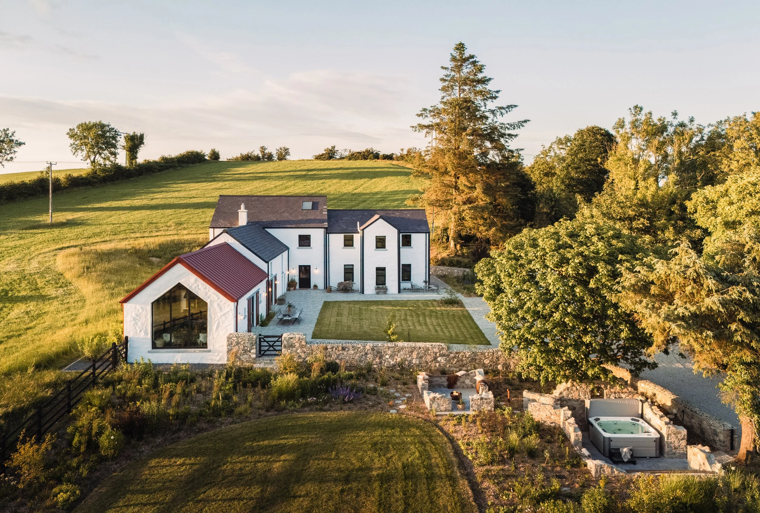 Drift Farmhouse and its grounds, from the air