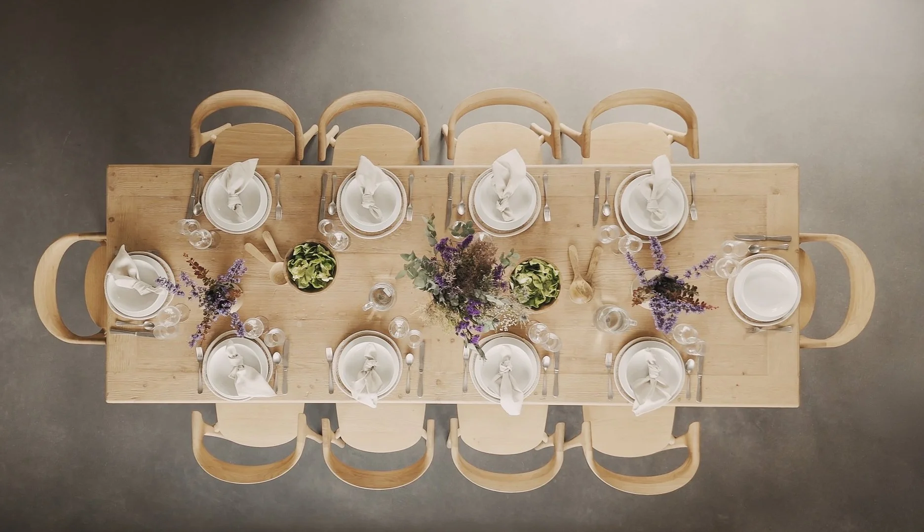 One table set for ten