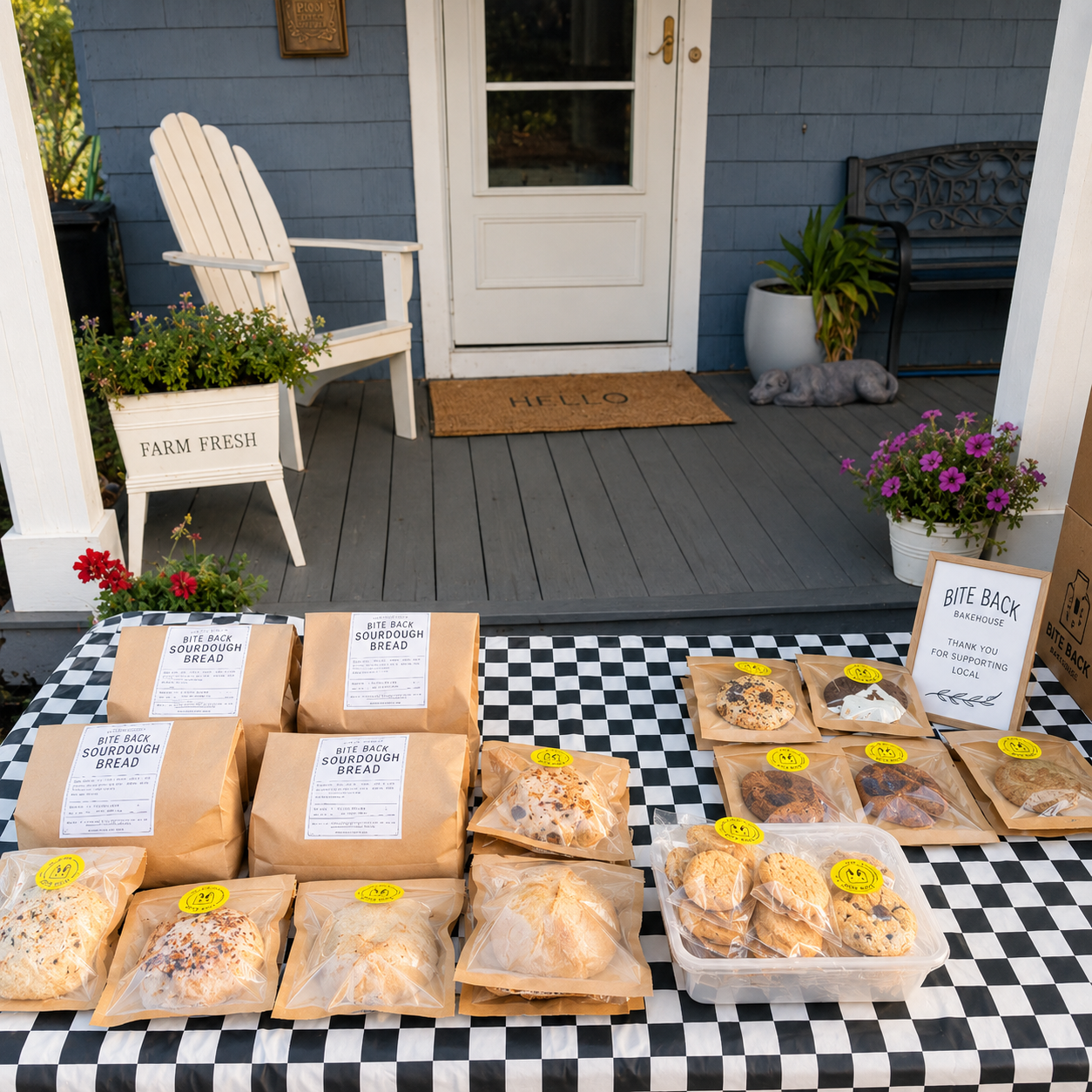 Bite Back Bakehouse pickup and pop-up setup