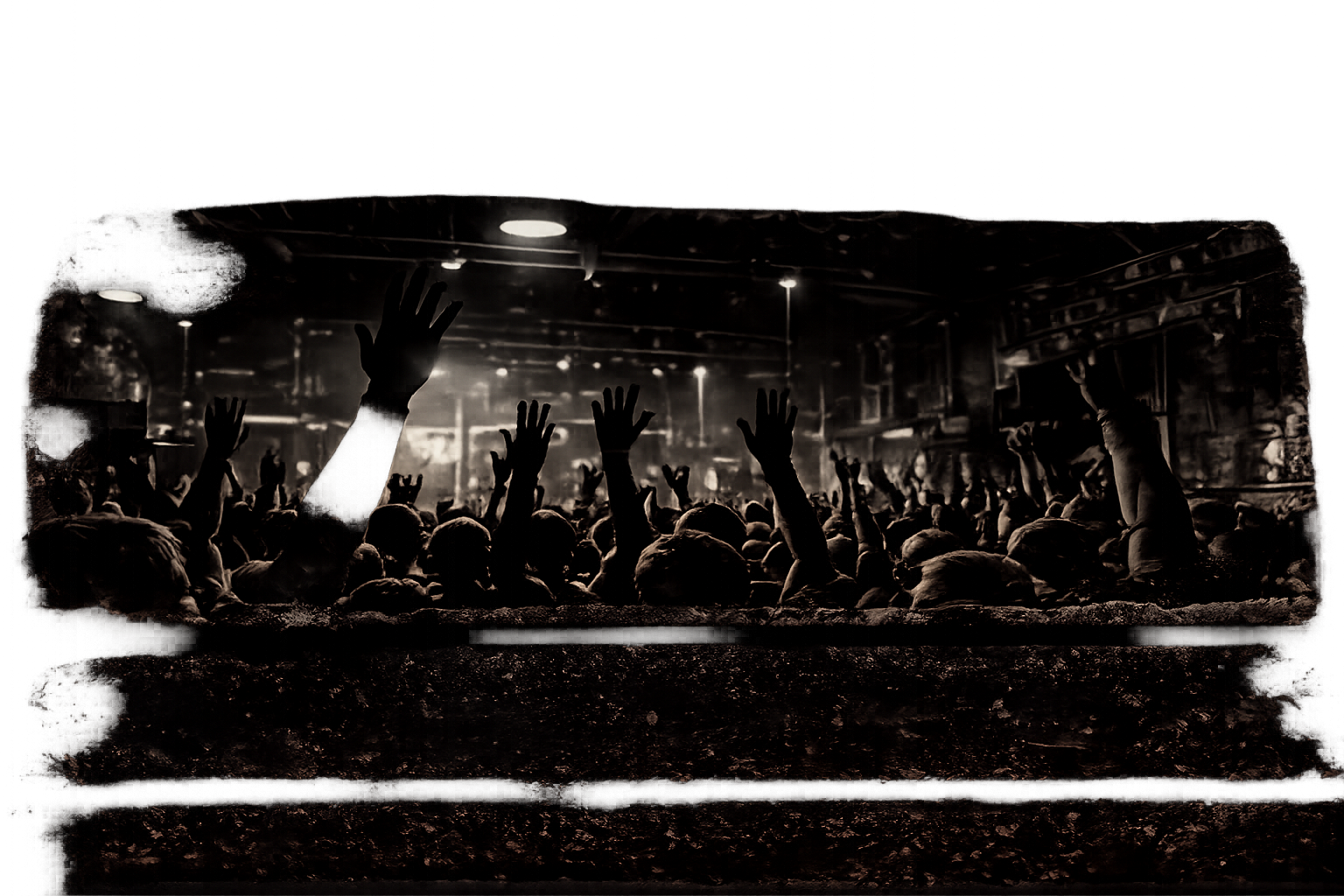 Black and white concert crowd