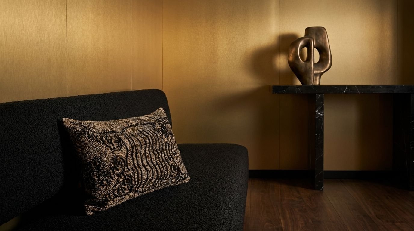 Bengala cushion — Golden Tiger (lumbar) on black boucle
