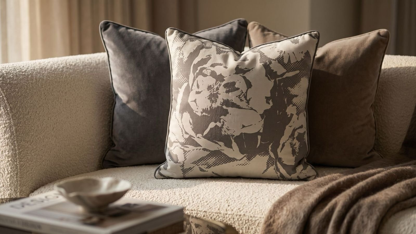 Camélia cushion — Grey in interior