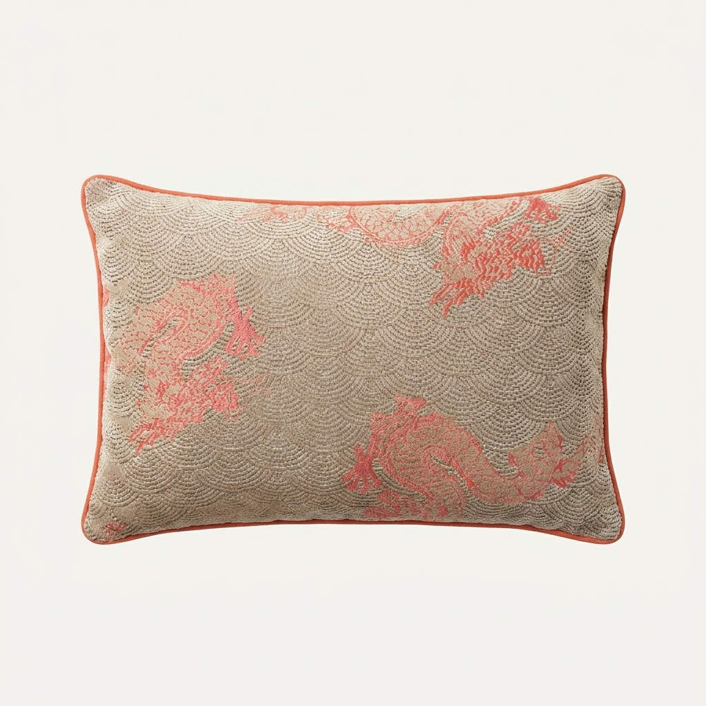 Sekiryū cushion — Scarlet Dragon (lumbar) front