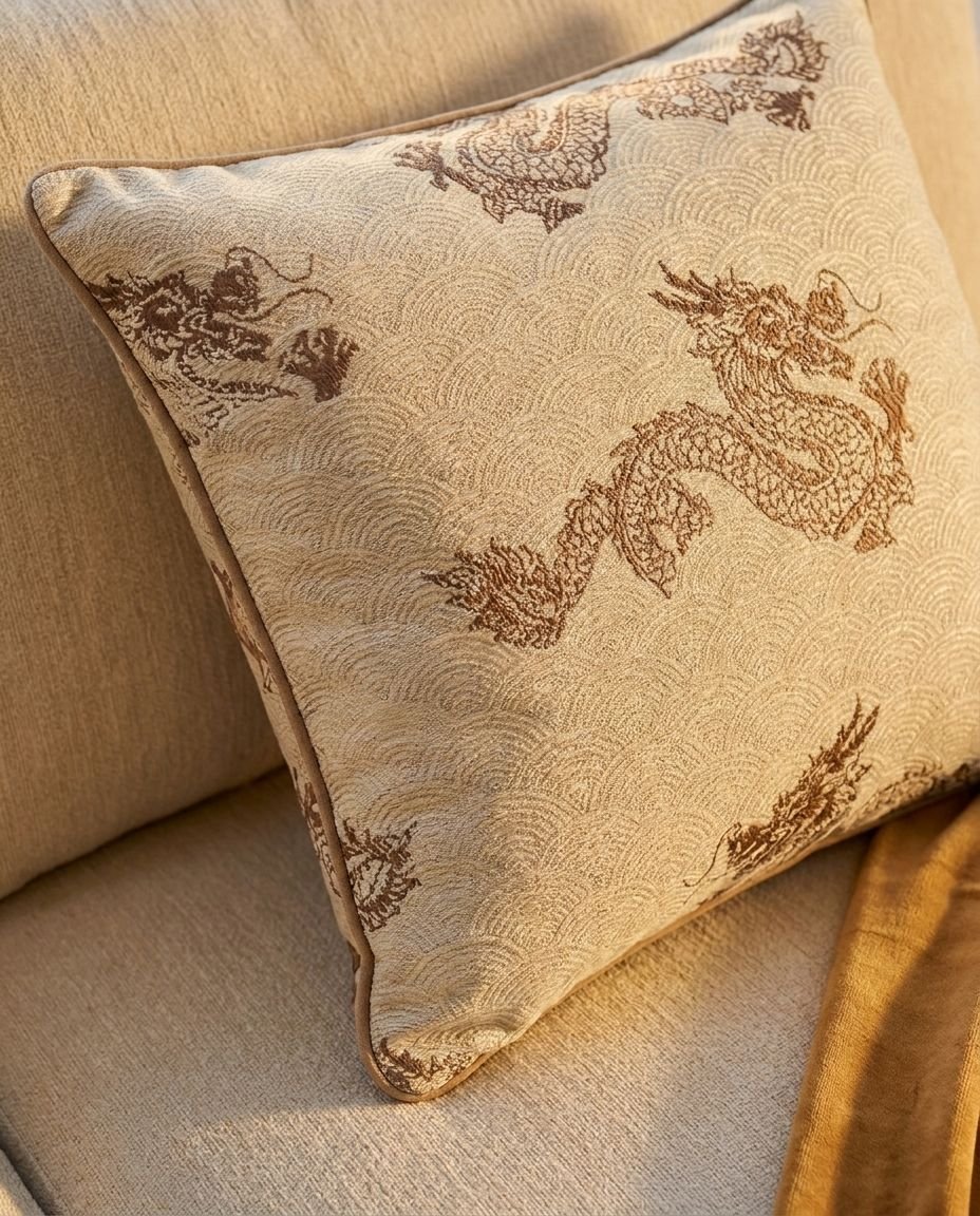 Kinryū cushion — Golden Dragon styled