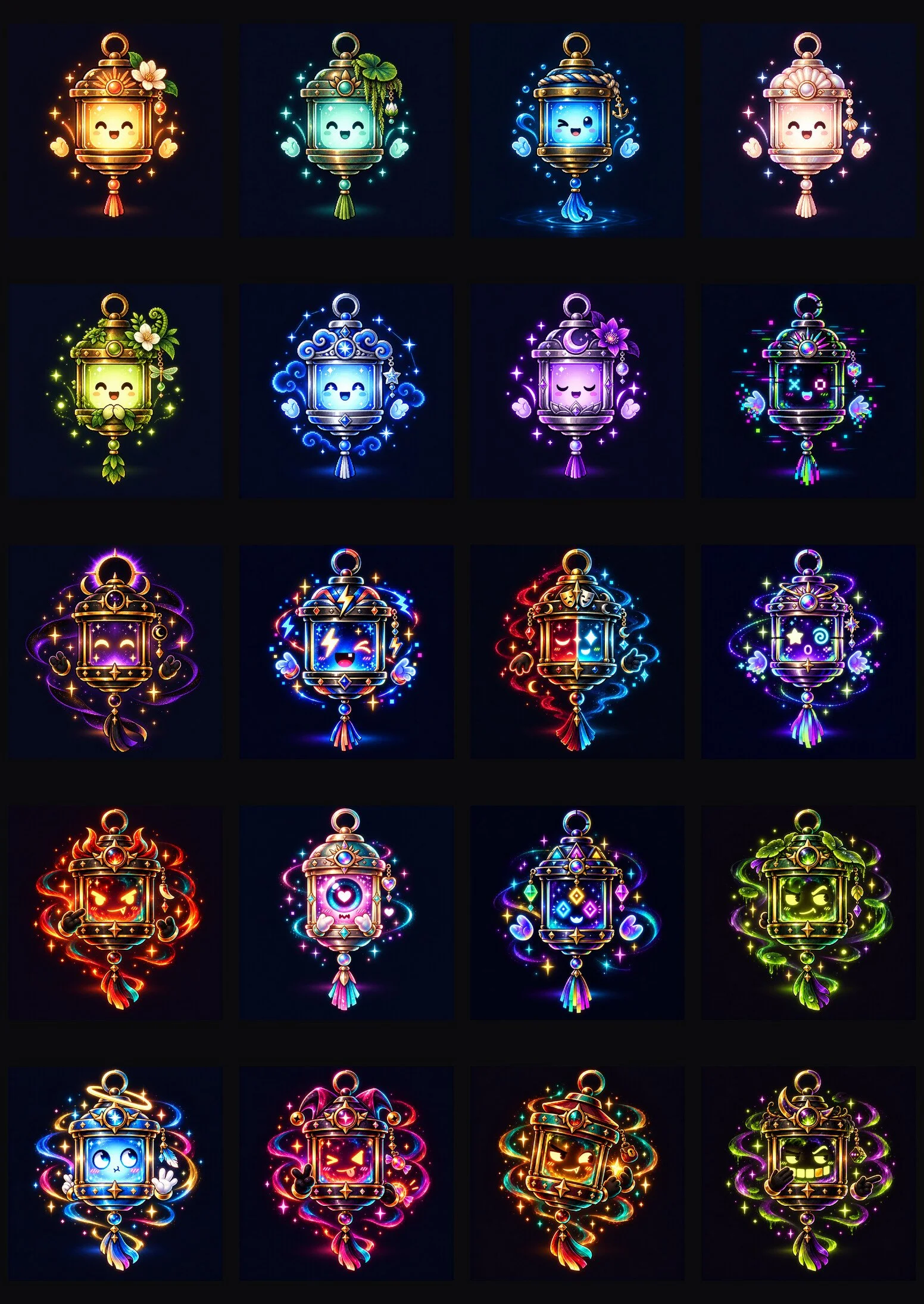 The twenty Bayou Beacons living-lantern characters