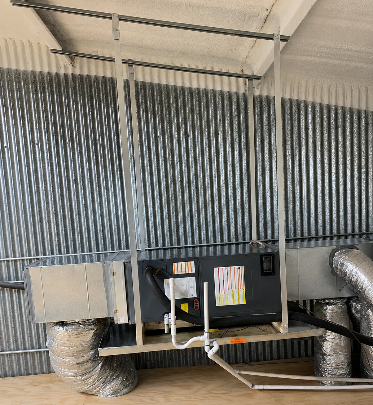 Technician working on a heat exchanger