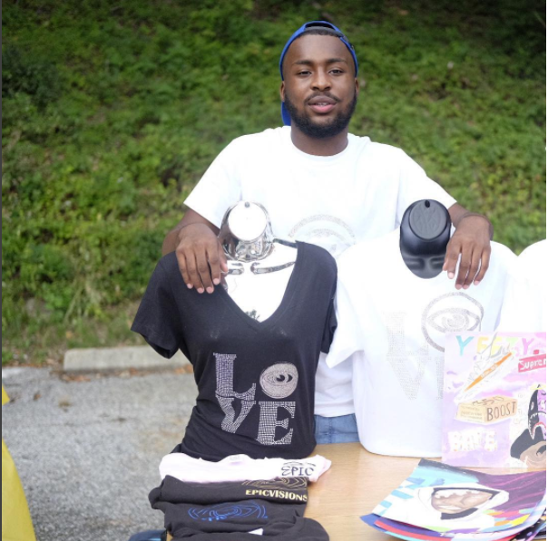 Early YEI student entrepreneur with T-shirt products