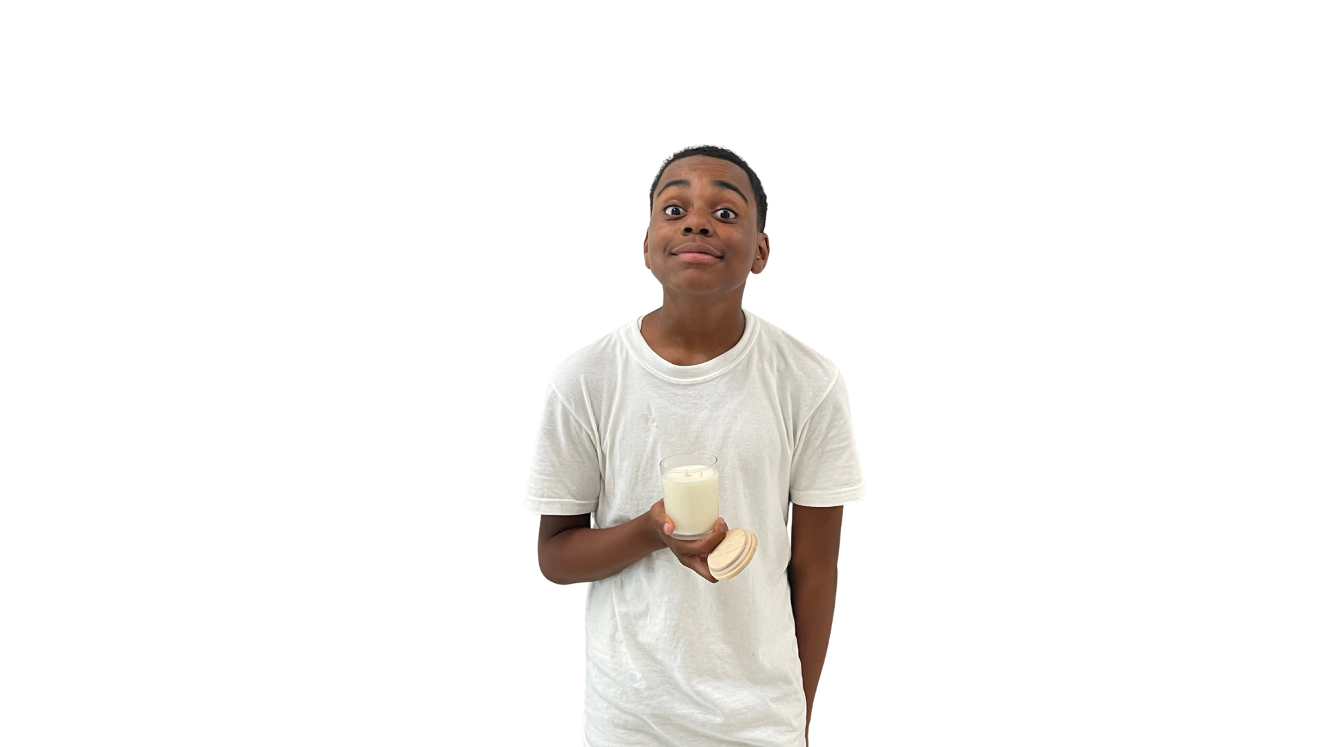 Eli holding 1 of 1 candle