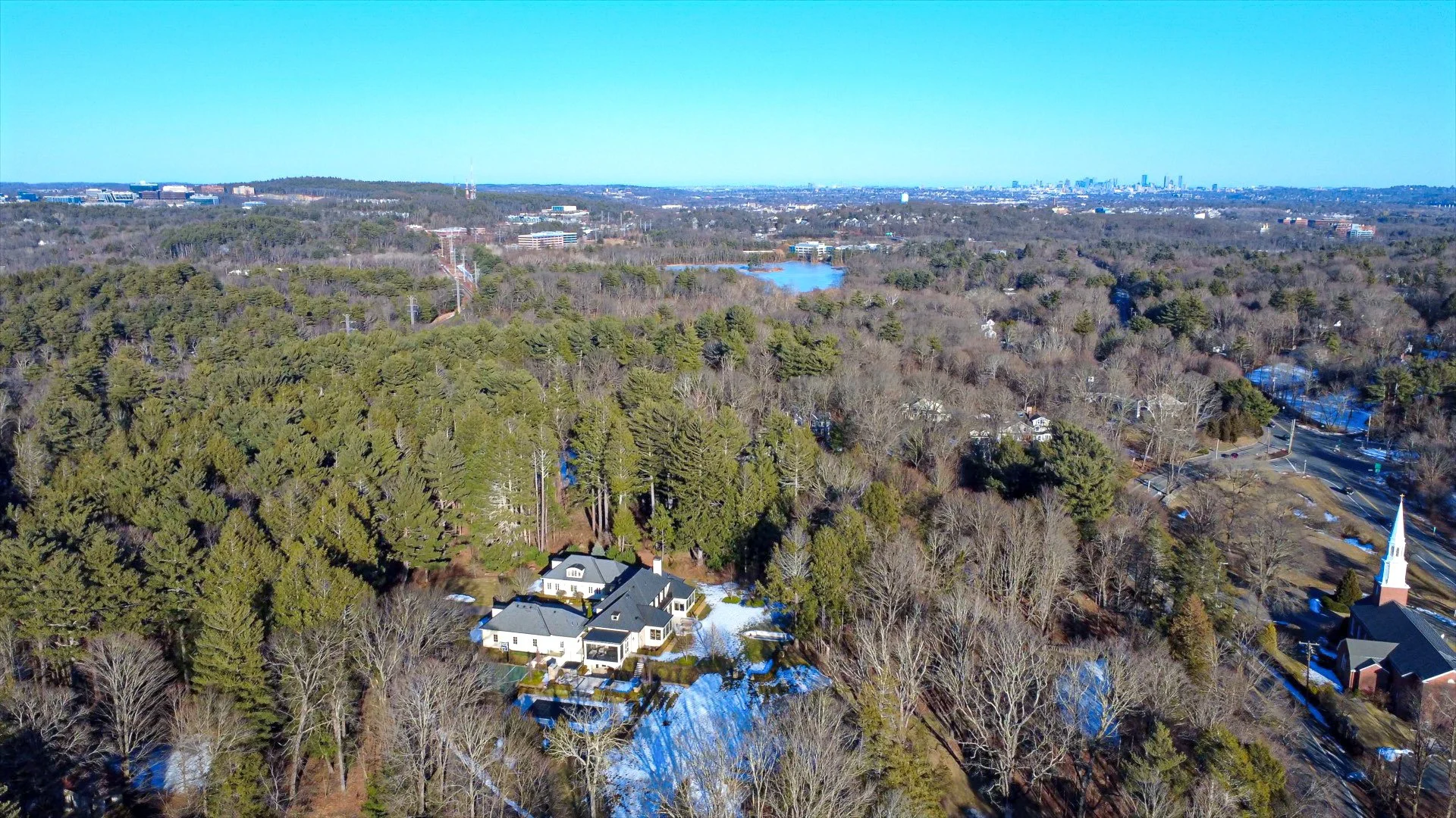 Aerial view of Weston, Massachusetts