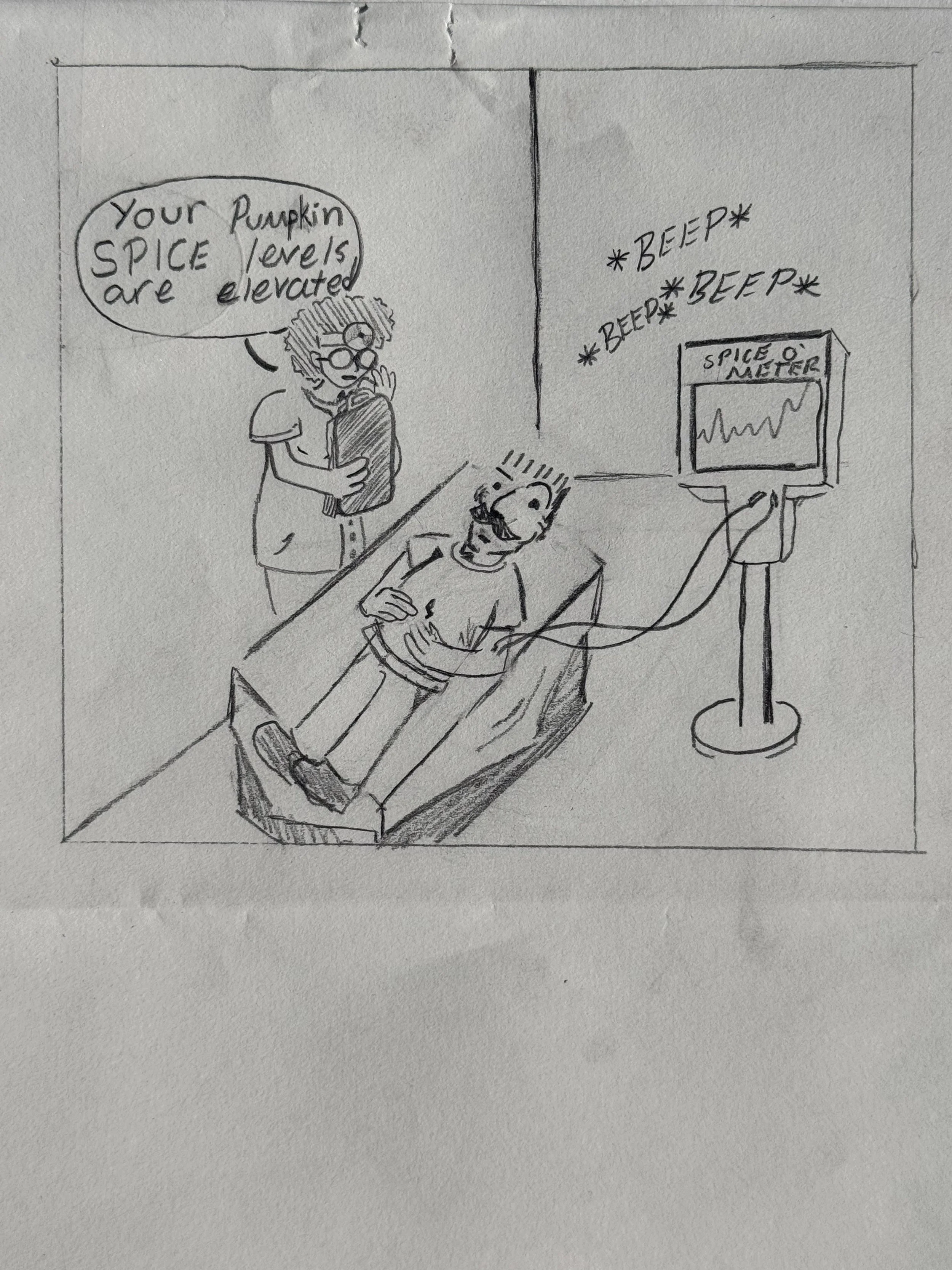 A doctor tells a patient: Your pumpkin spice levels are elevated.