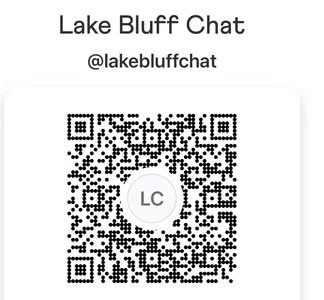 Support the Lake Bluff Chat: Venmo QR code for @lakebluffchat, from Issue 6