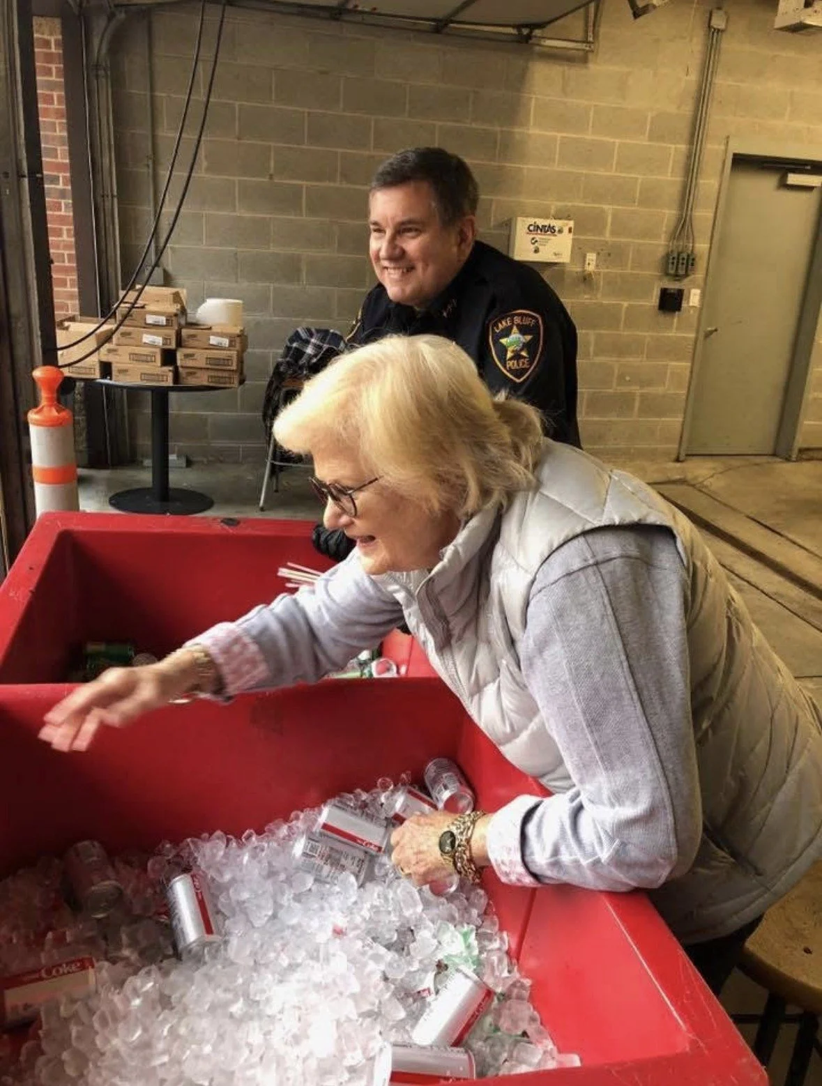 Kathy O’Hara and retired Chief David Belmonte