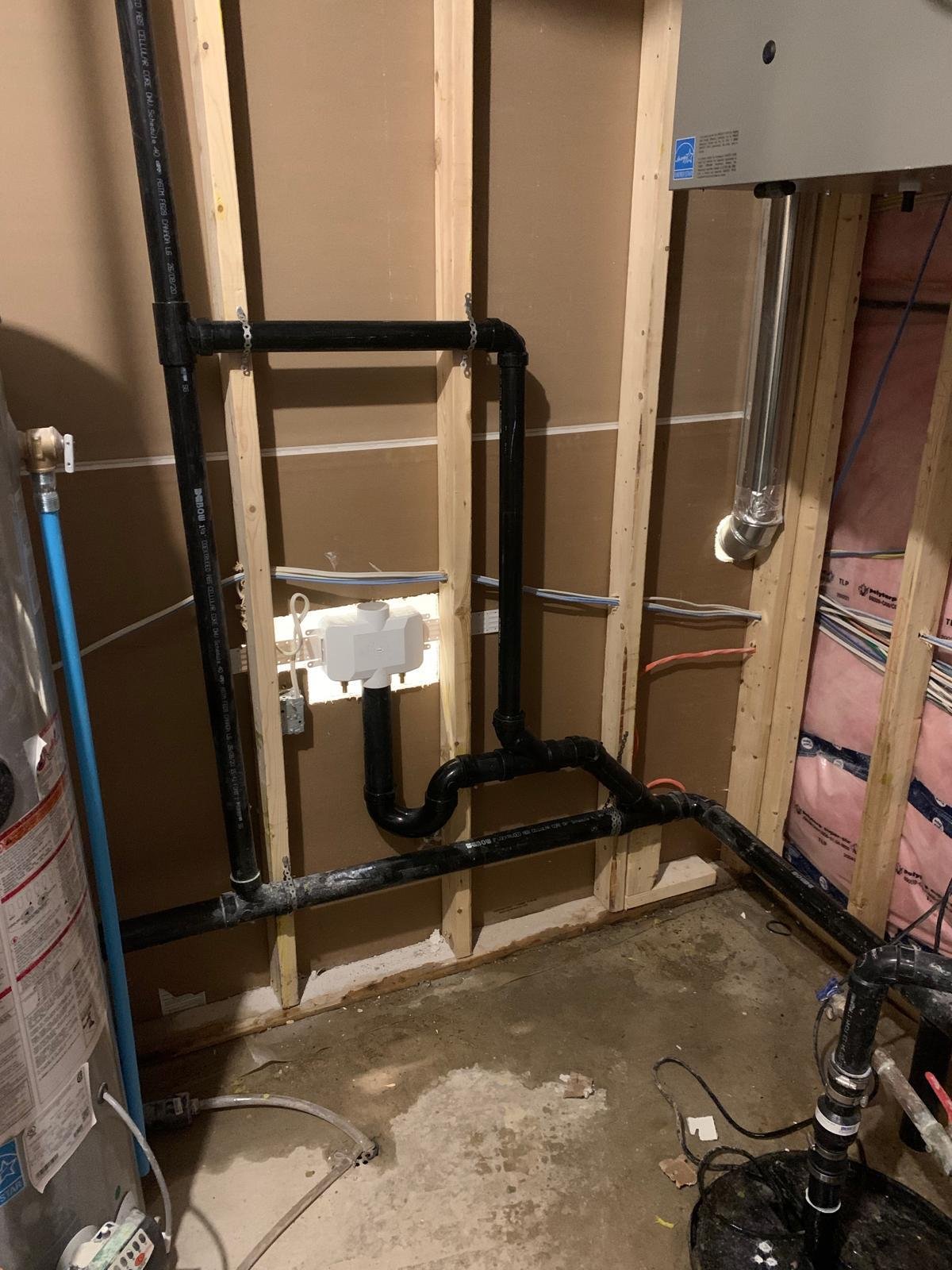 Shower valve and supply rough-in set to the finished tile depth