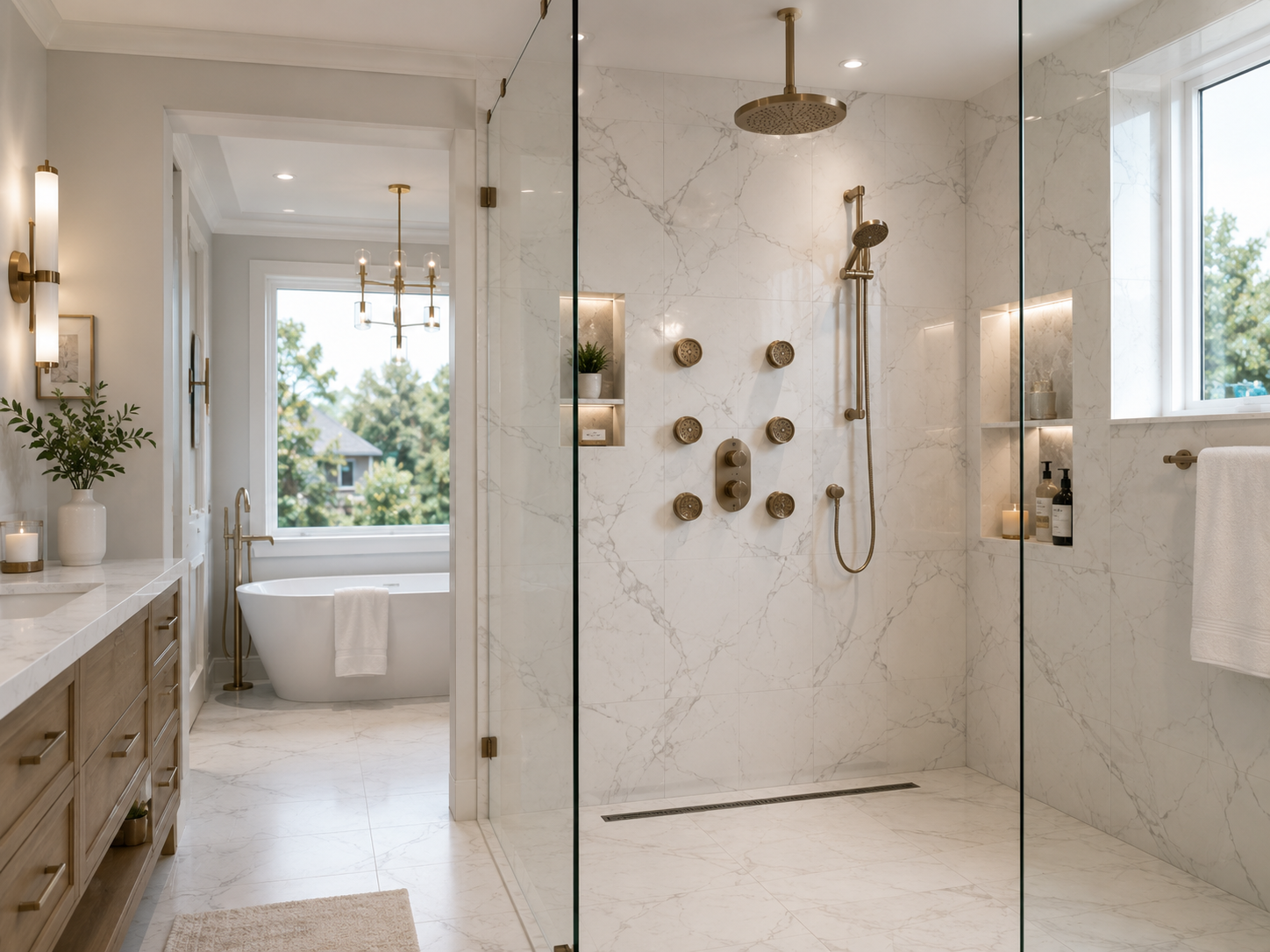 Seal Plumbing curbless walk-in shower with linear drain