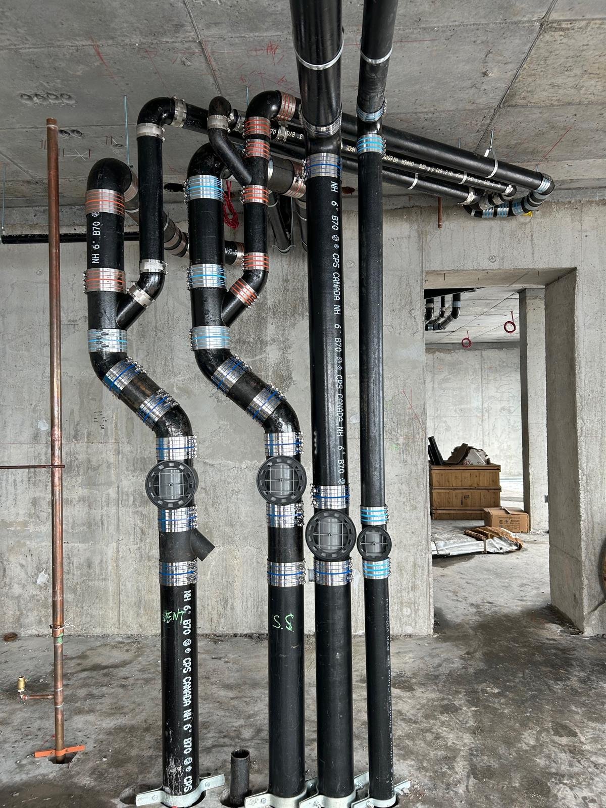 Commercial drain stacks installed by Seal Plumbing