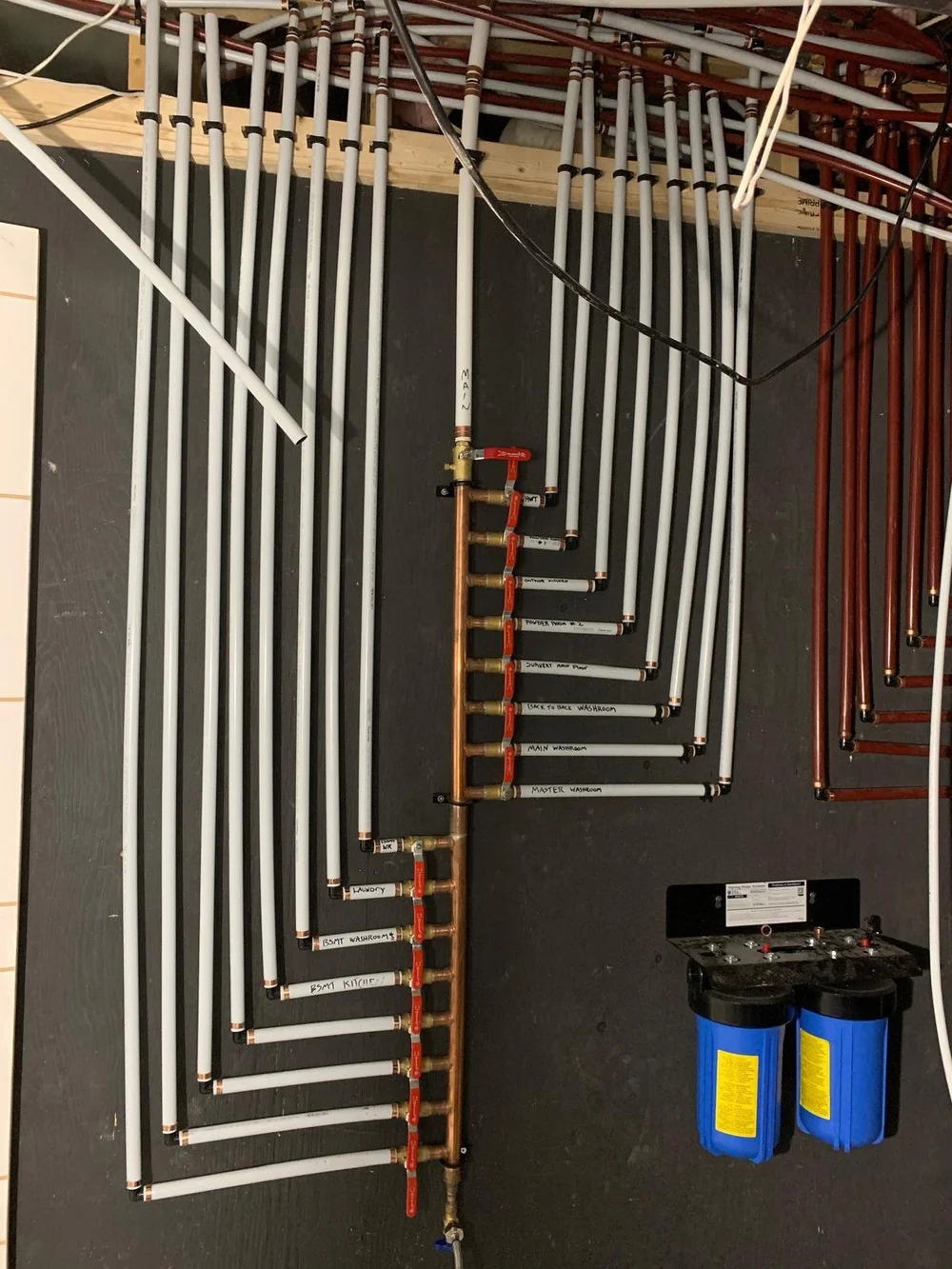 Copper supply manifold installed by Seal Plumbing