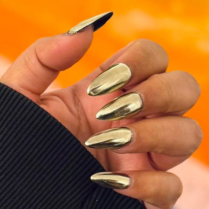 Gold chrome nail set
