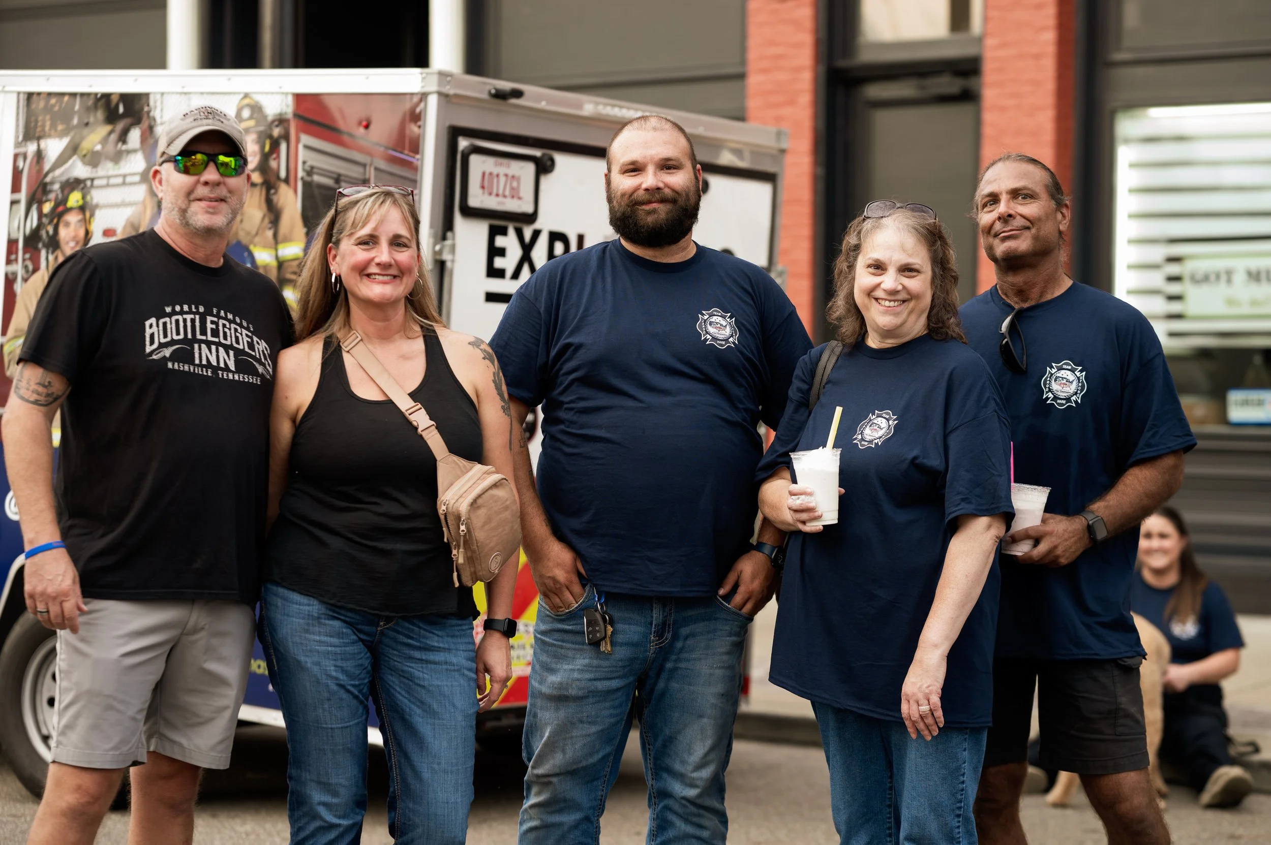 Community members wearing Hare Support Crew shirts