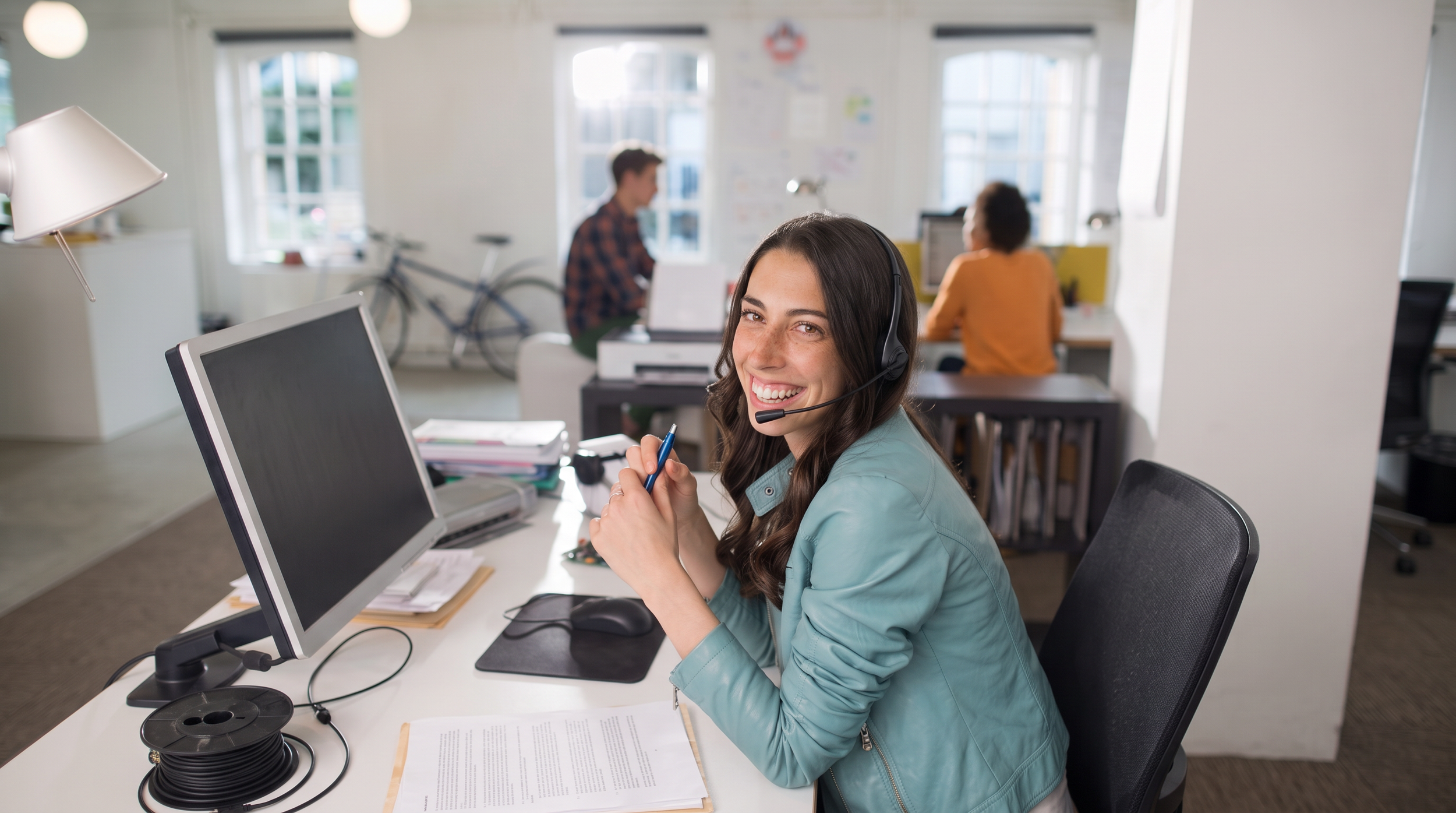 An Encora Patient Advocate smiling on a headset call