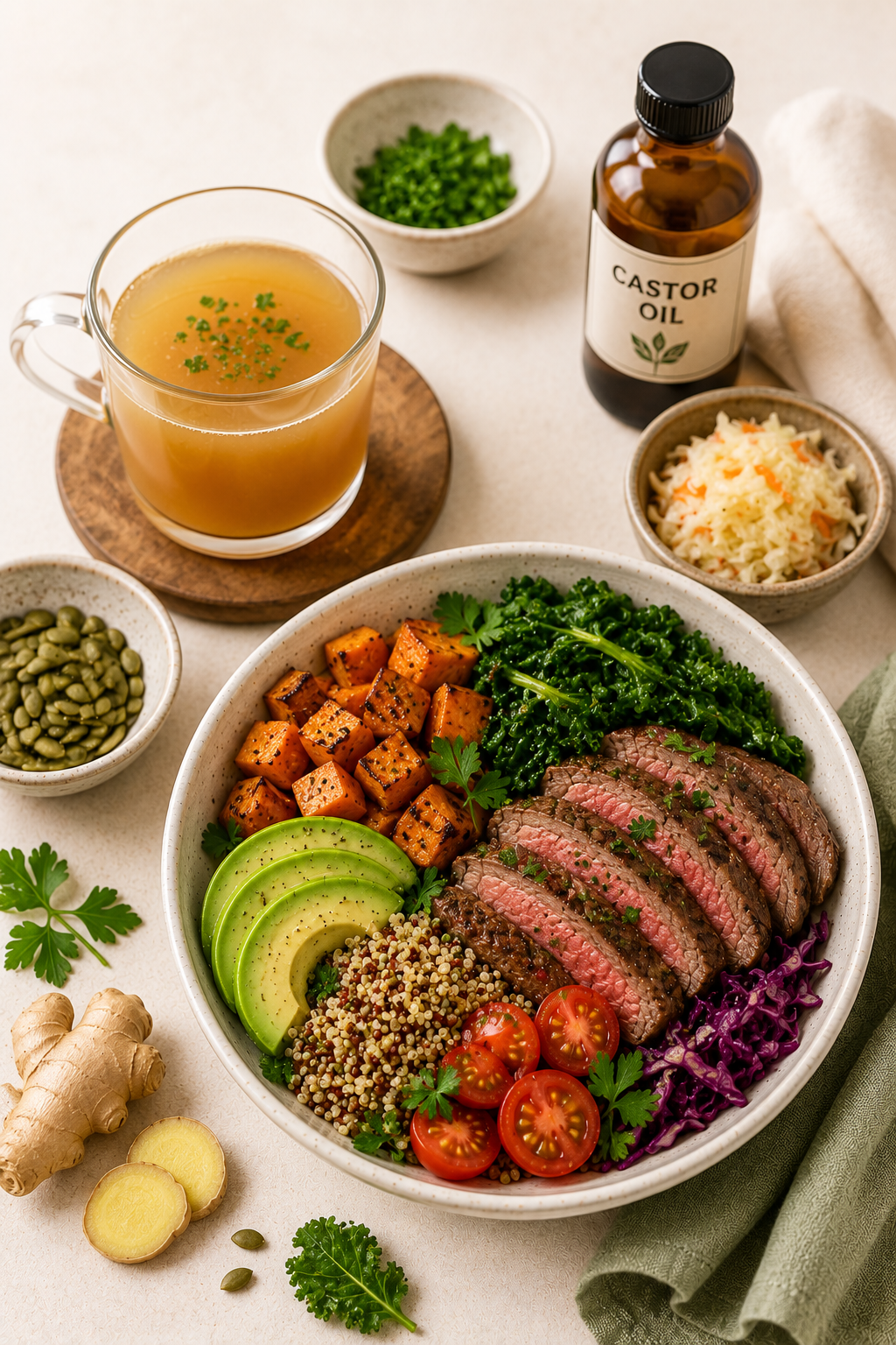 Iron-rich beef and vegetable meal
