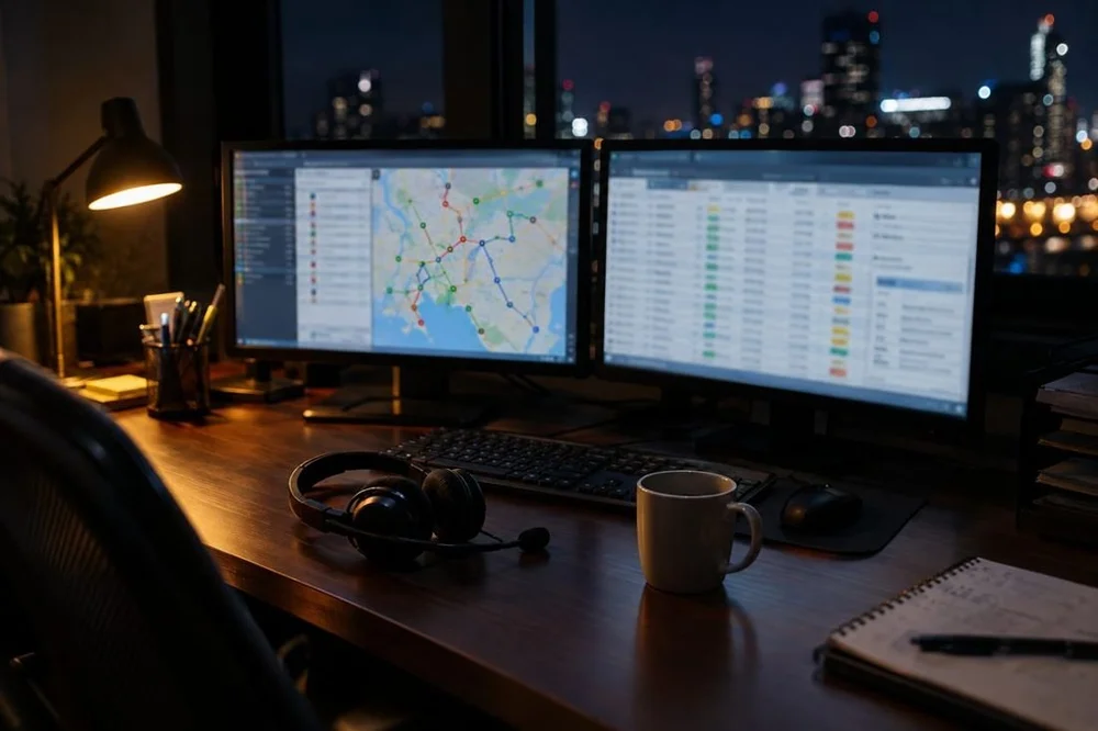 Dispatcher workstation with route maps