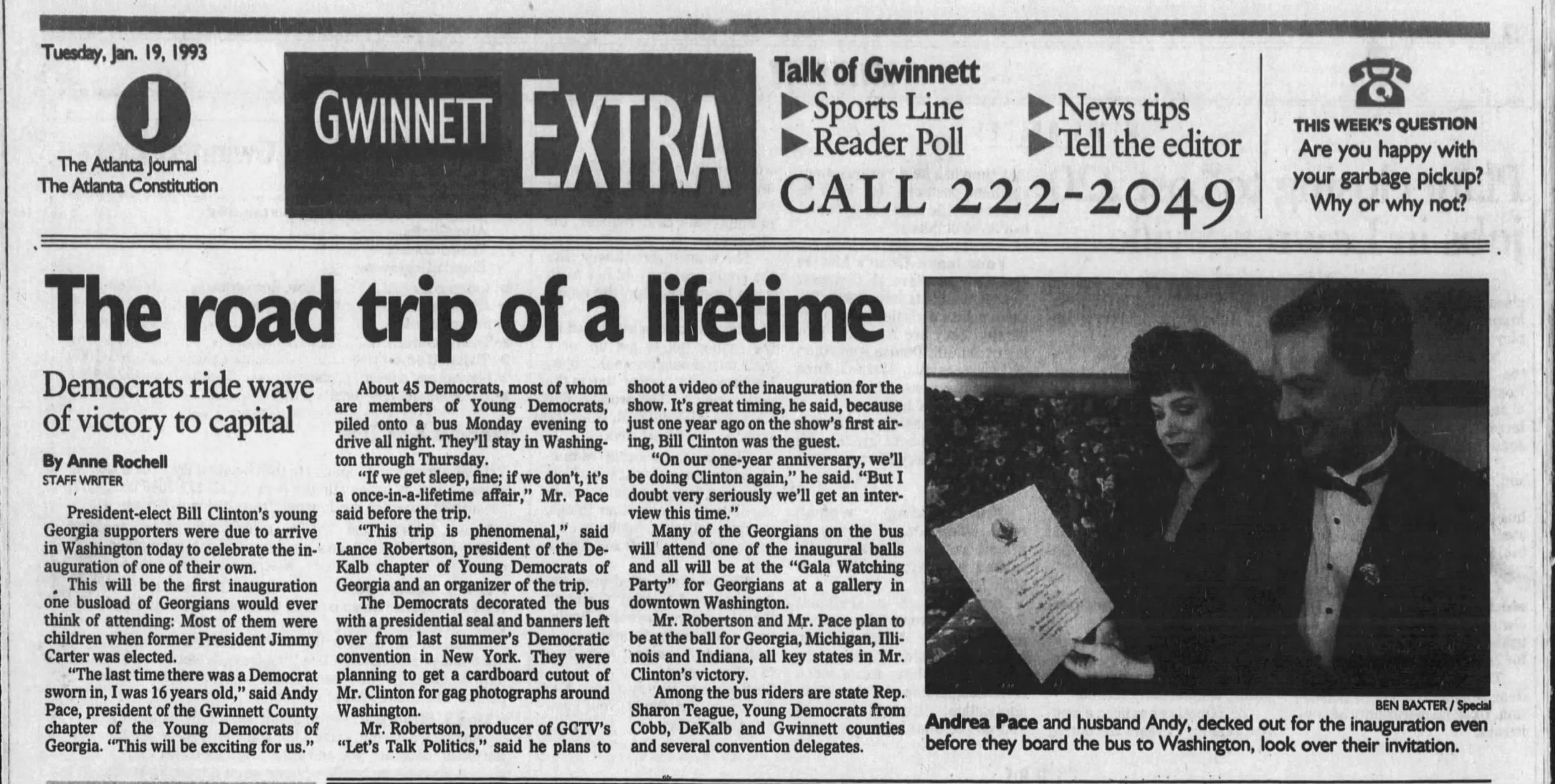 Atlanta Journal Constitution 1993 Clinton Inauguration Young Democrats