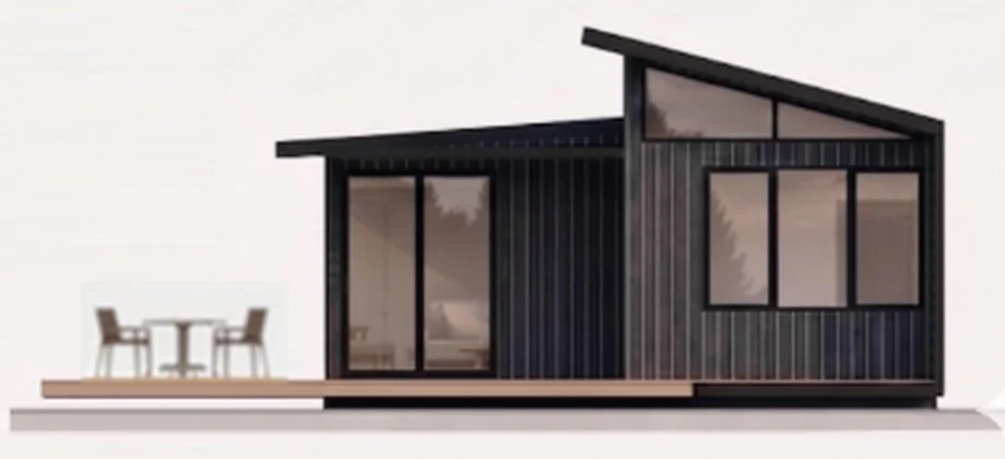Freedom 60 Double end elevation, deck to the left, Dark colourway