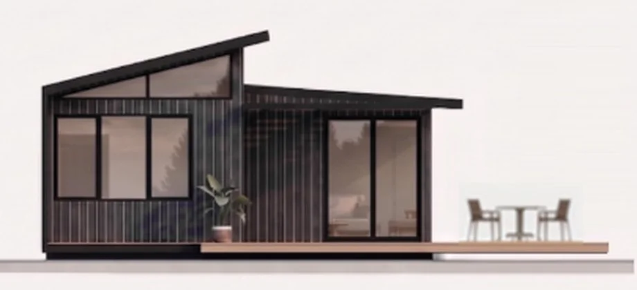 Freedom 60 Double end elevation, deck to the right, Dark colourway