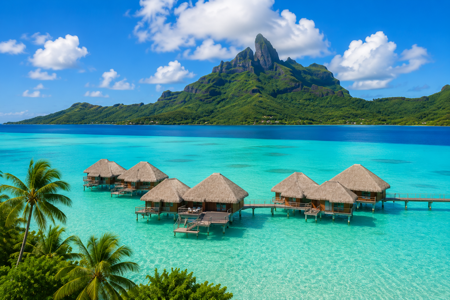 Private lagoon villas in Bora Bora