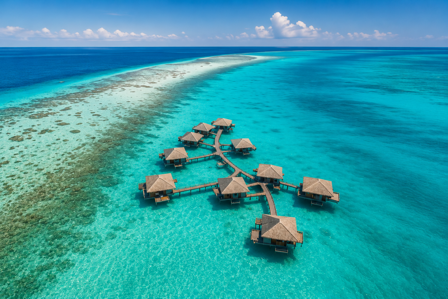 Overwater villas in the Maldives