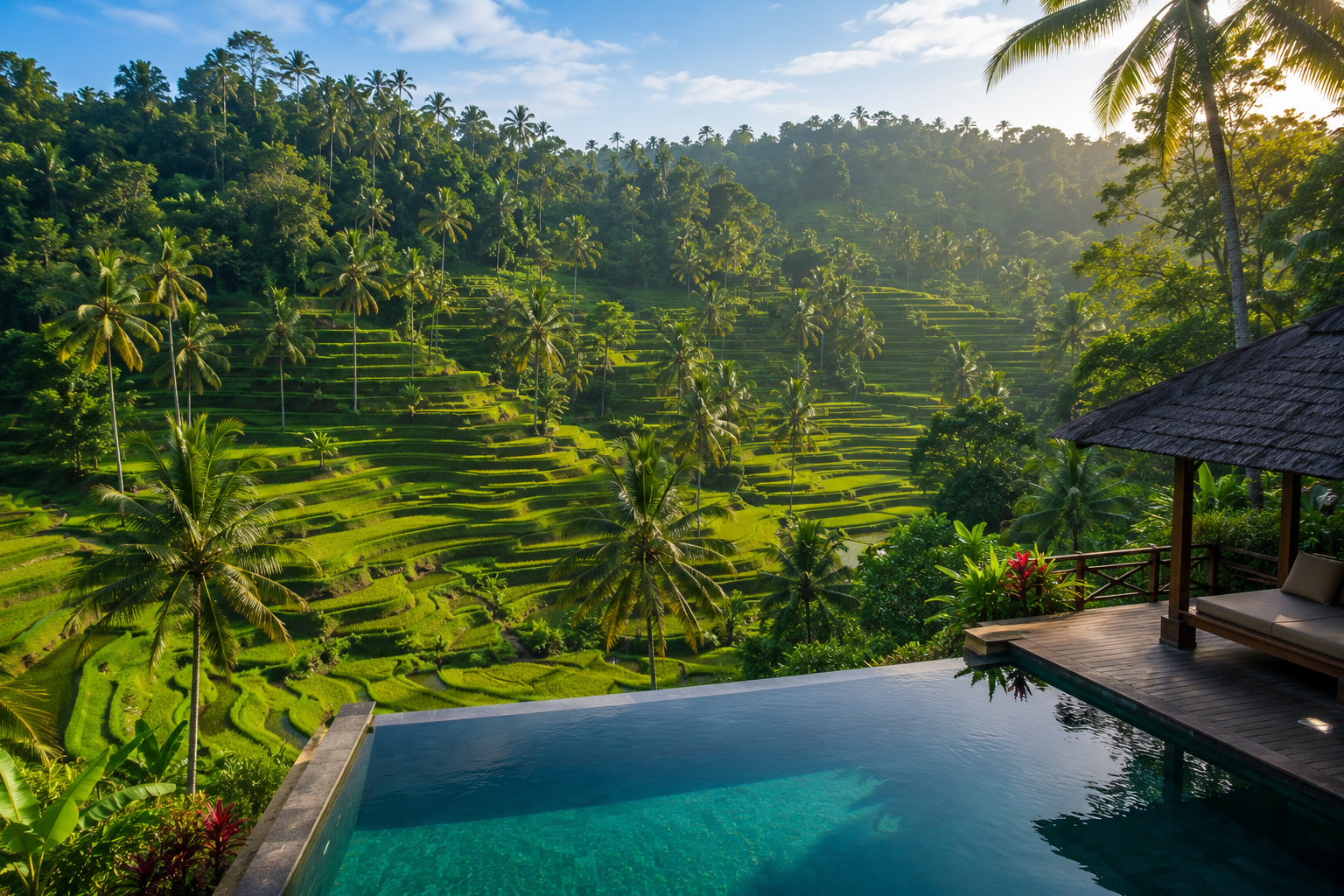 Luxury retreat overlooking rice terraces in Bali
