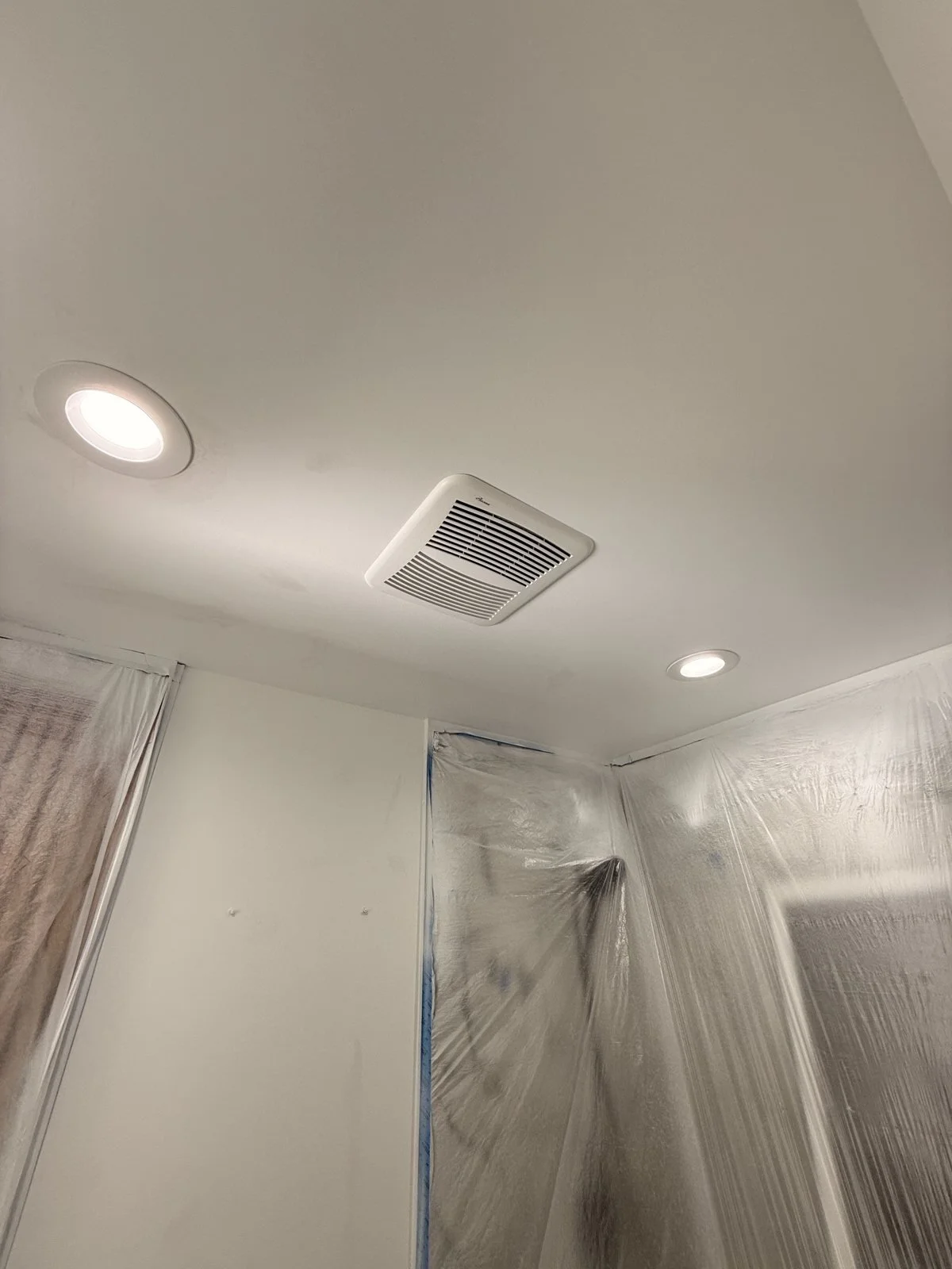 Recessed ceiling lighting installed on a Silverback Electric project