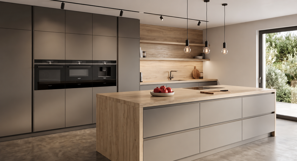 Cocina en grafito y roble