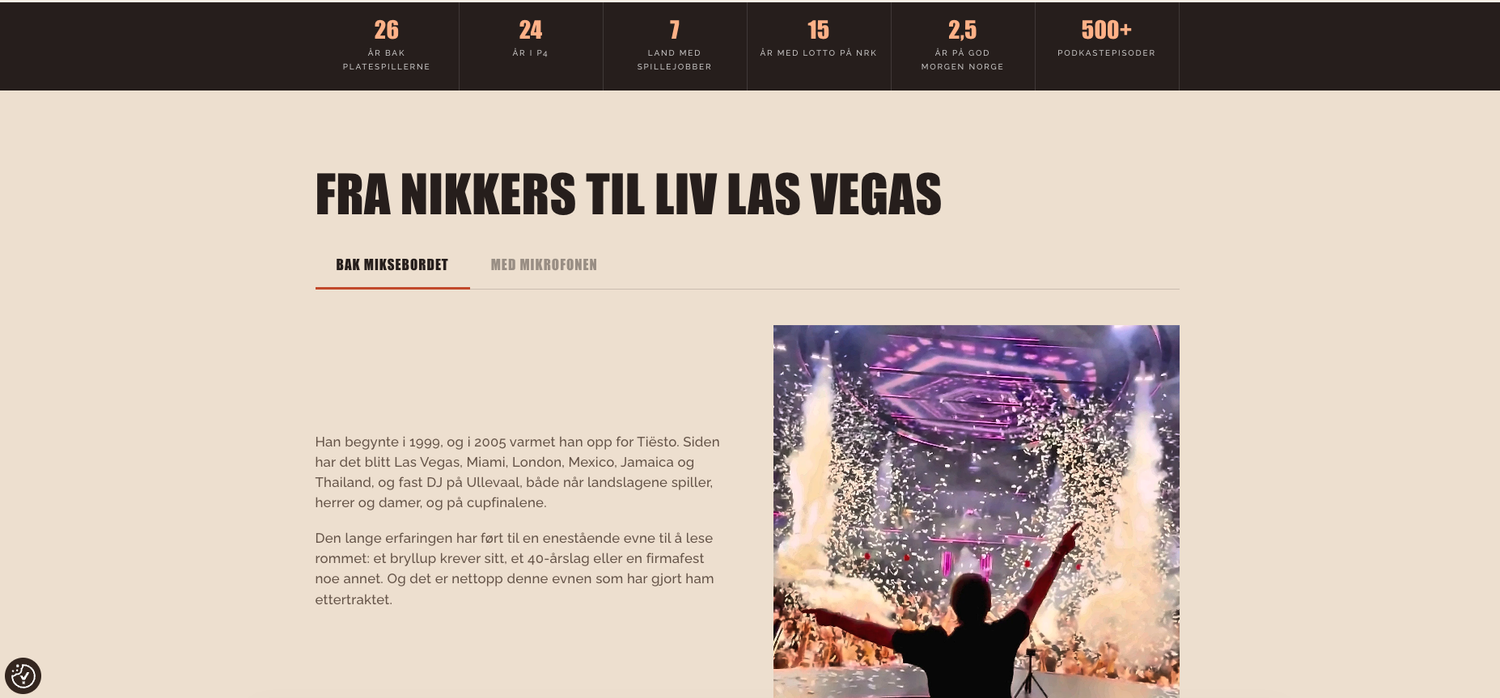 Seksjonen Fra nikkers til Liv Las Vegas