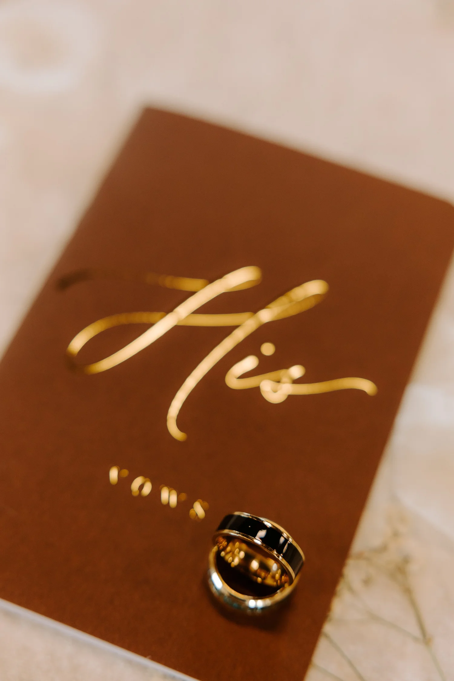 His vow book with wedding bands