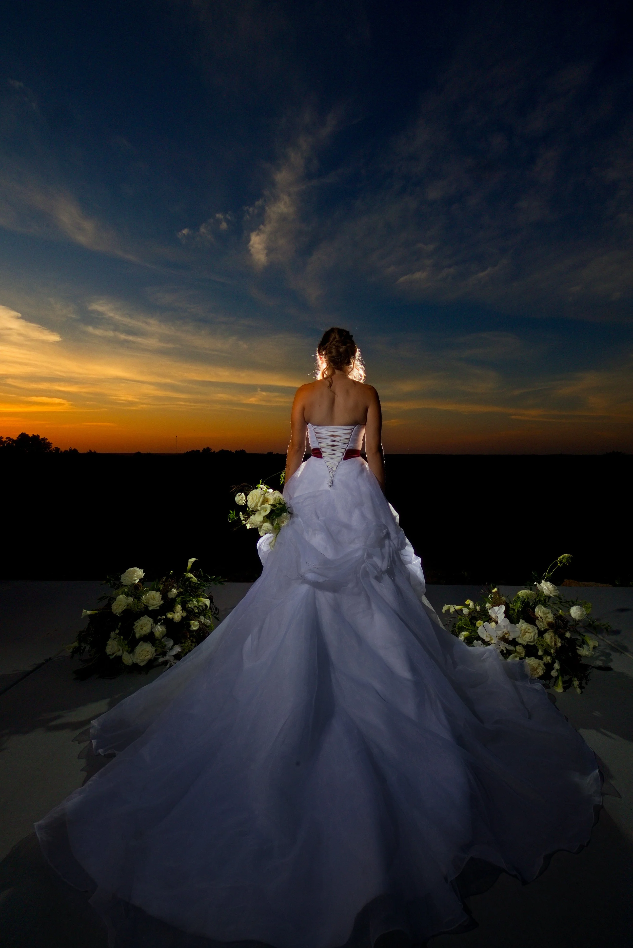 Wedding portrait at sunset