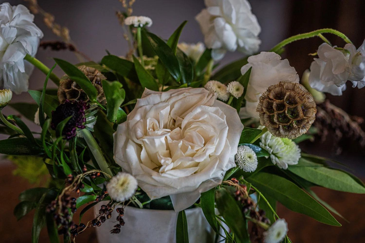A white rose floral arrangement