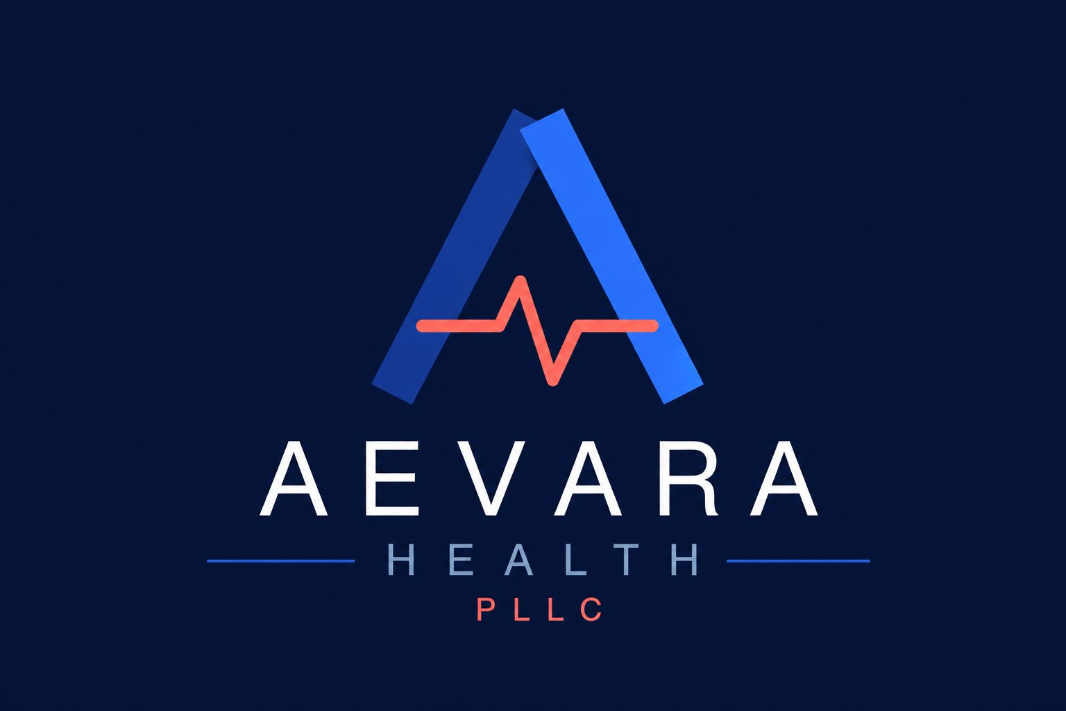 AEVARA Health PLLC — blue A with coral heartbeat