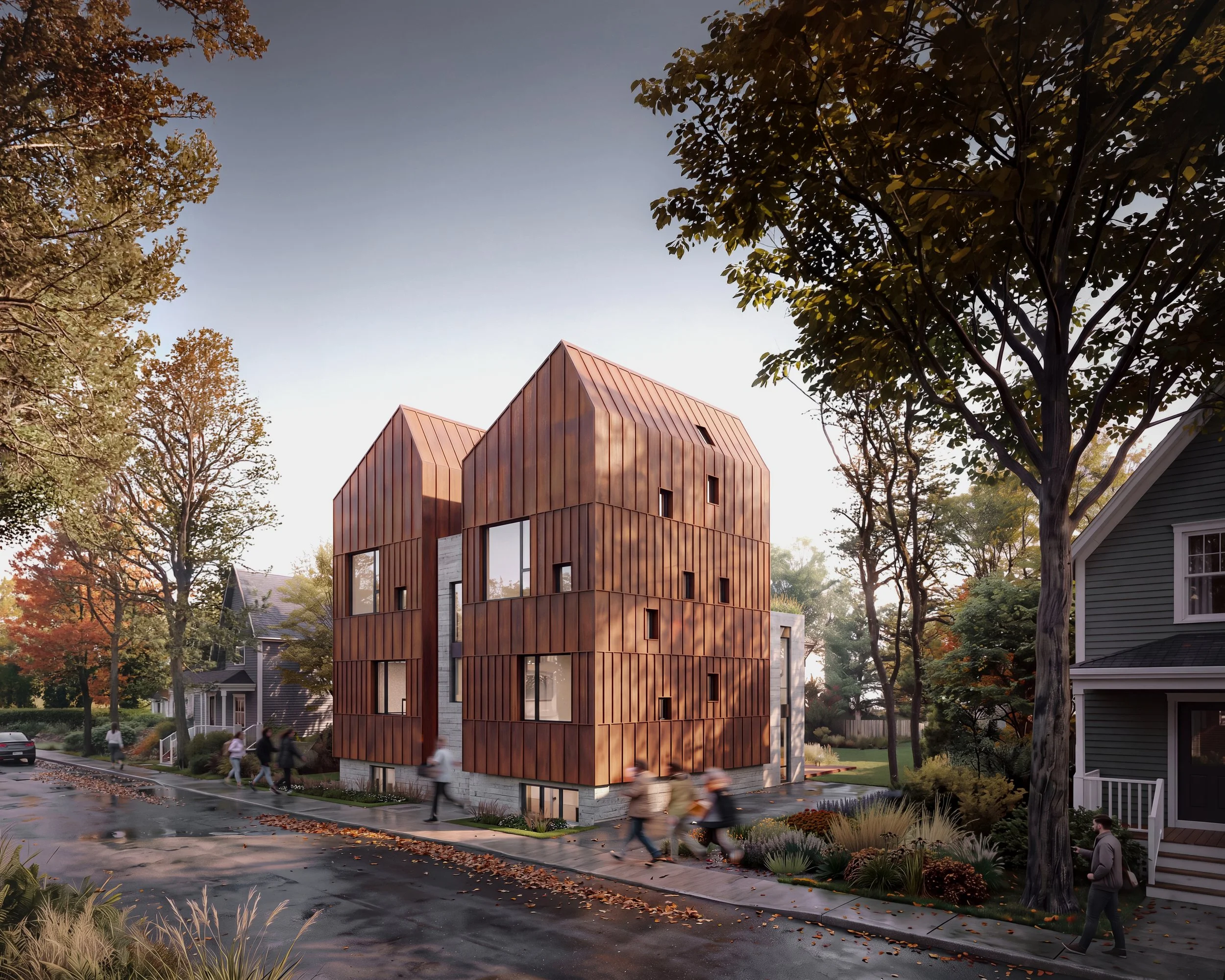 Poplar Street Corten Weathering Steel Facade and Concrete Plinth