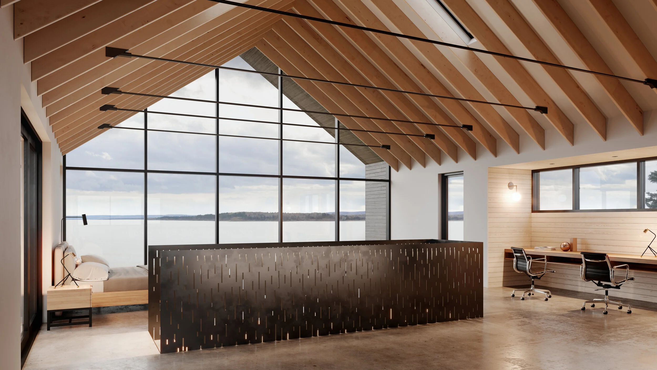 Black Point Residence Interior Fireplace Anchor Rendering