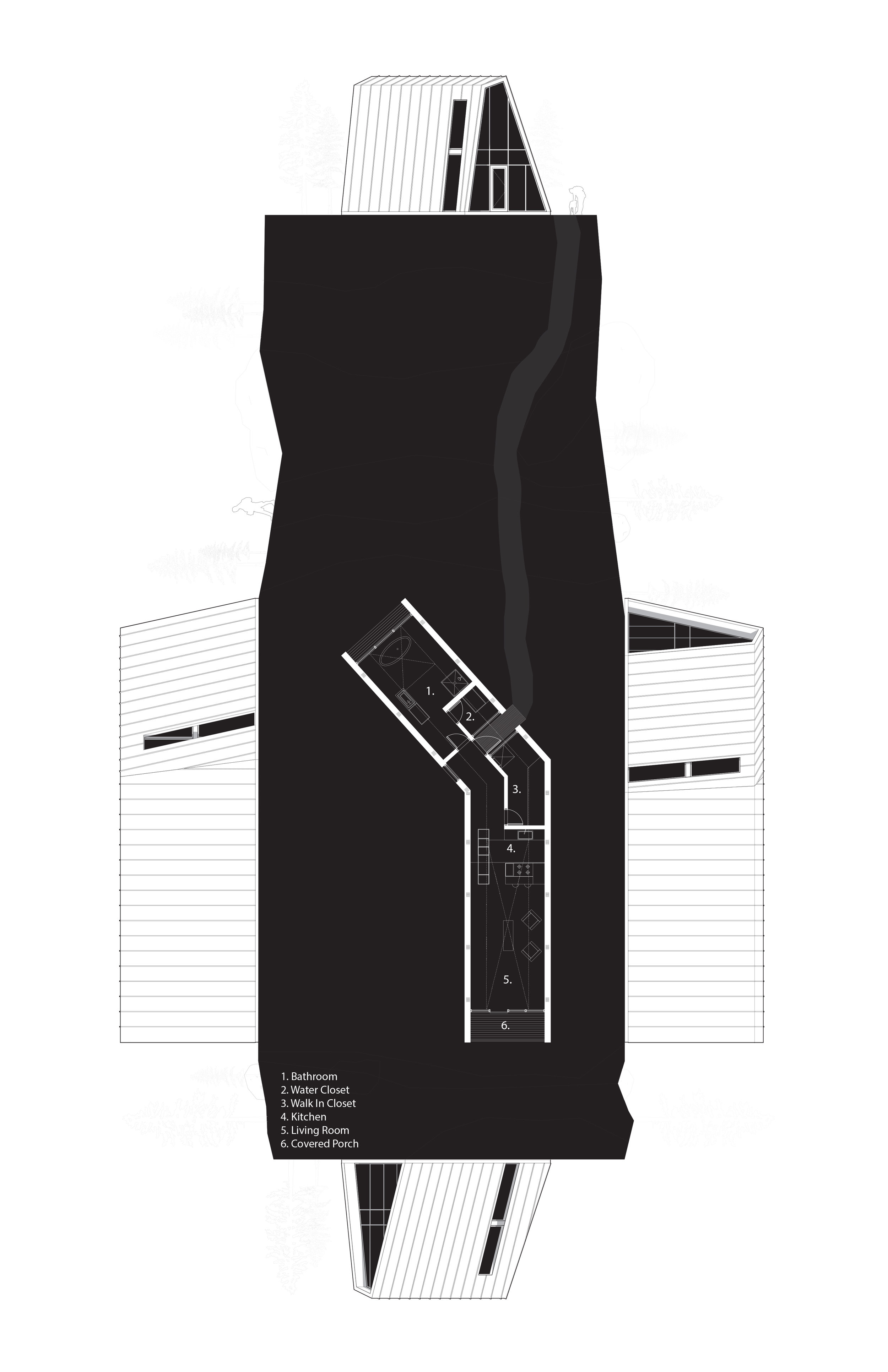 Attic Lofts Orthographic Plan and Elevation Drawing