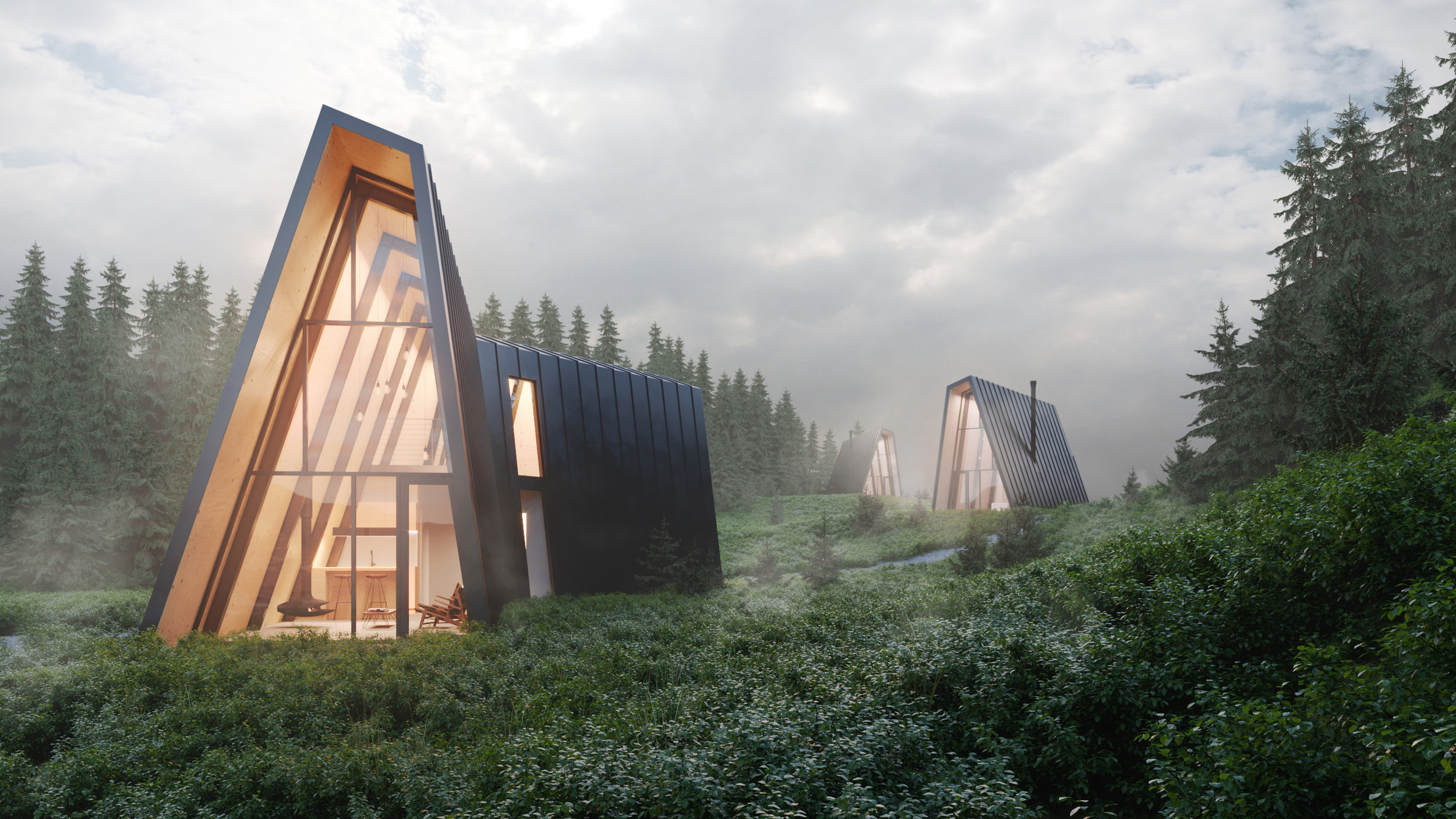 Attic Lofts Forest Setting Rendering