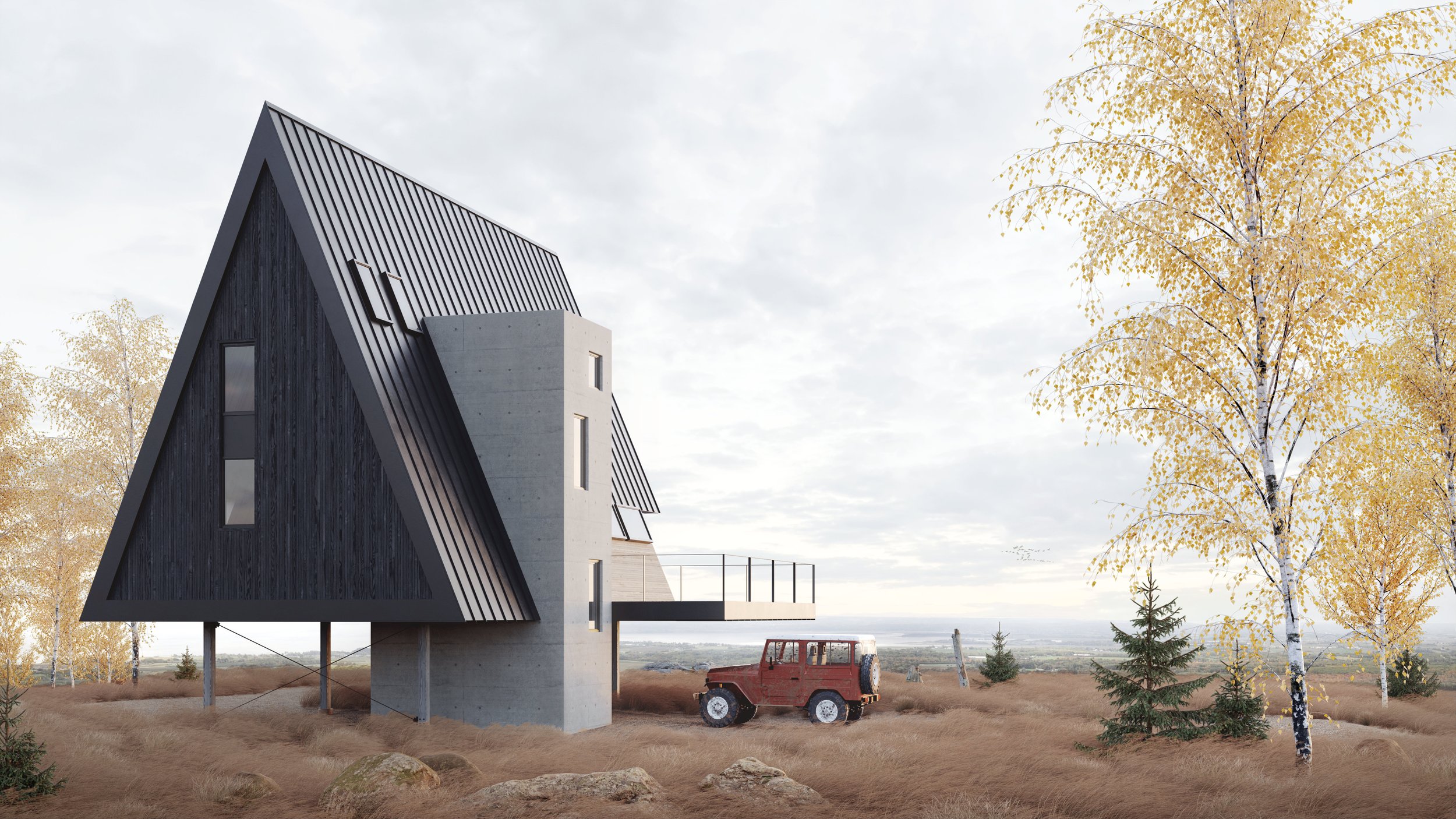 A-Frame Prefab Residence Exterior Rendering