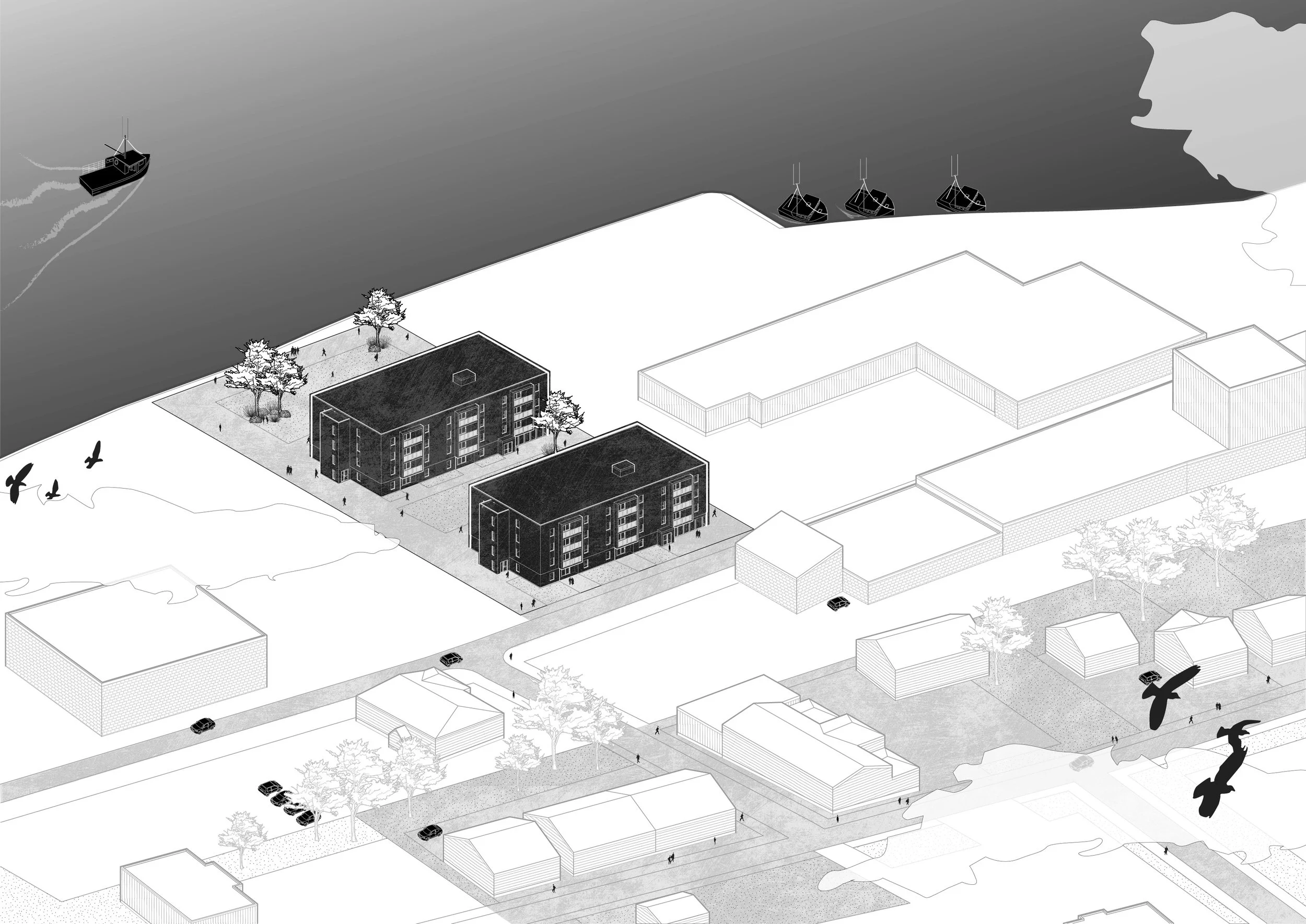 Water Street Development Axonometric Site Drawing